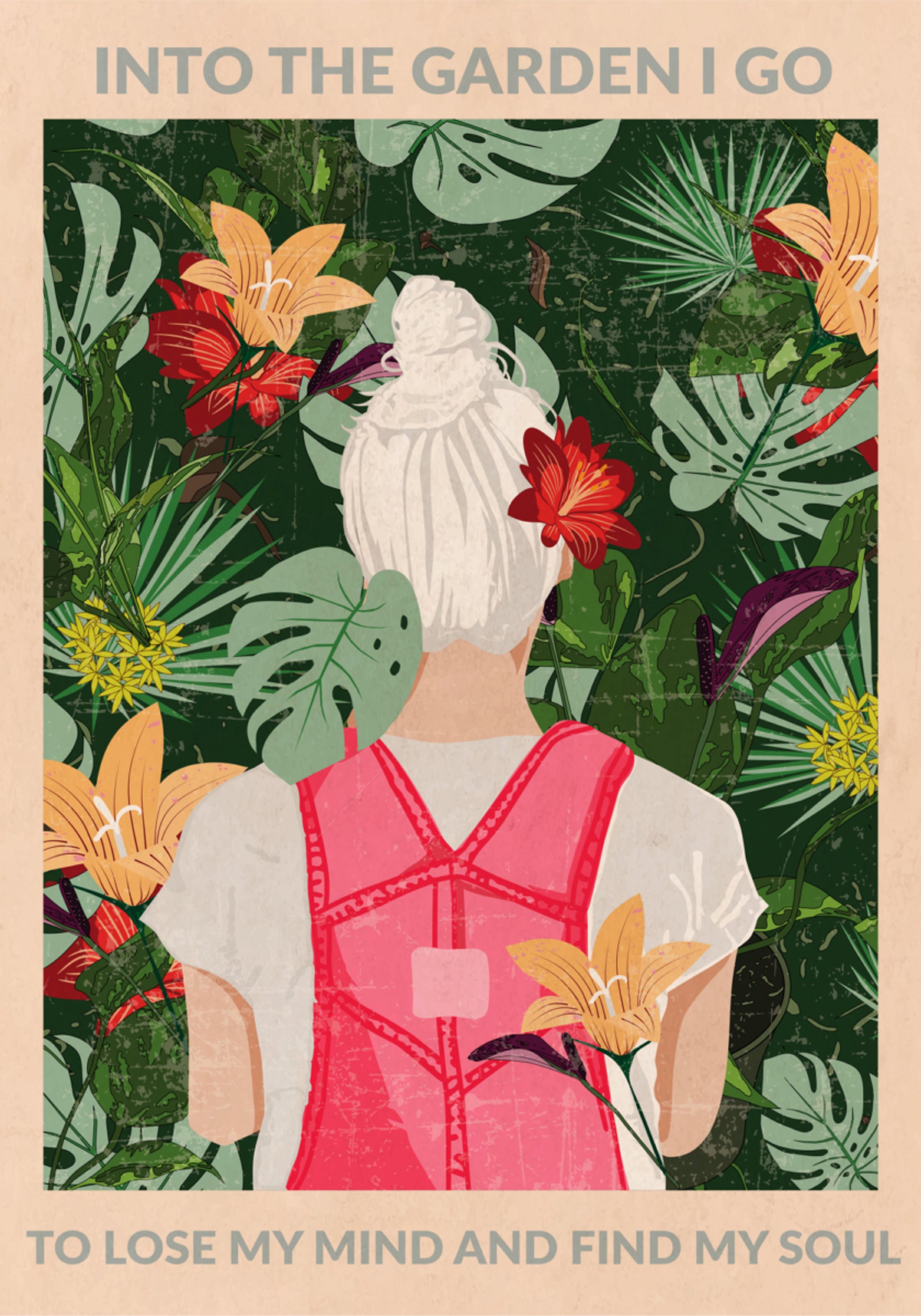 Donna In Giardino Tropicale