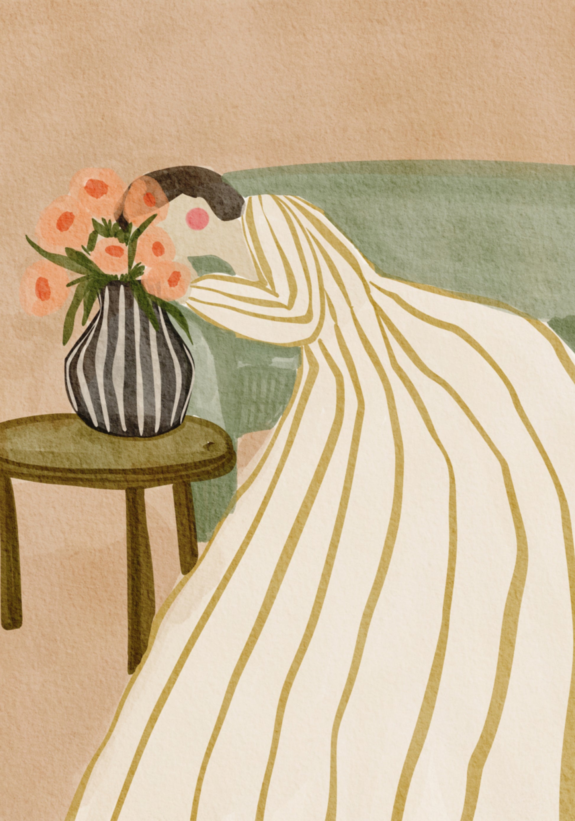 Donna che ammira i fiori