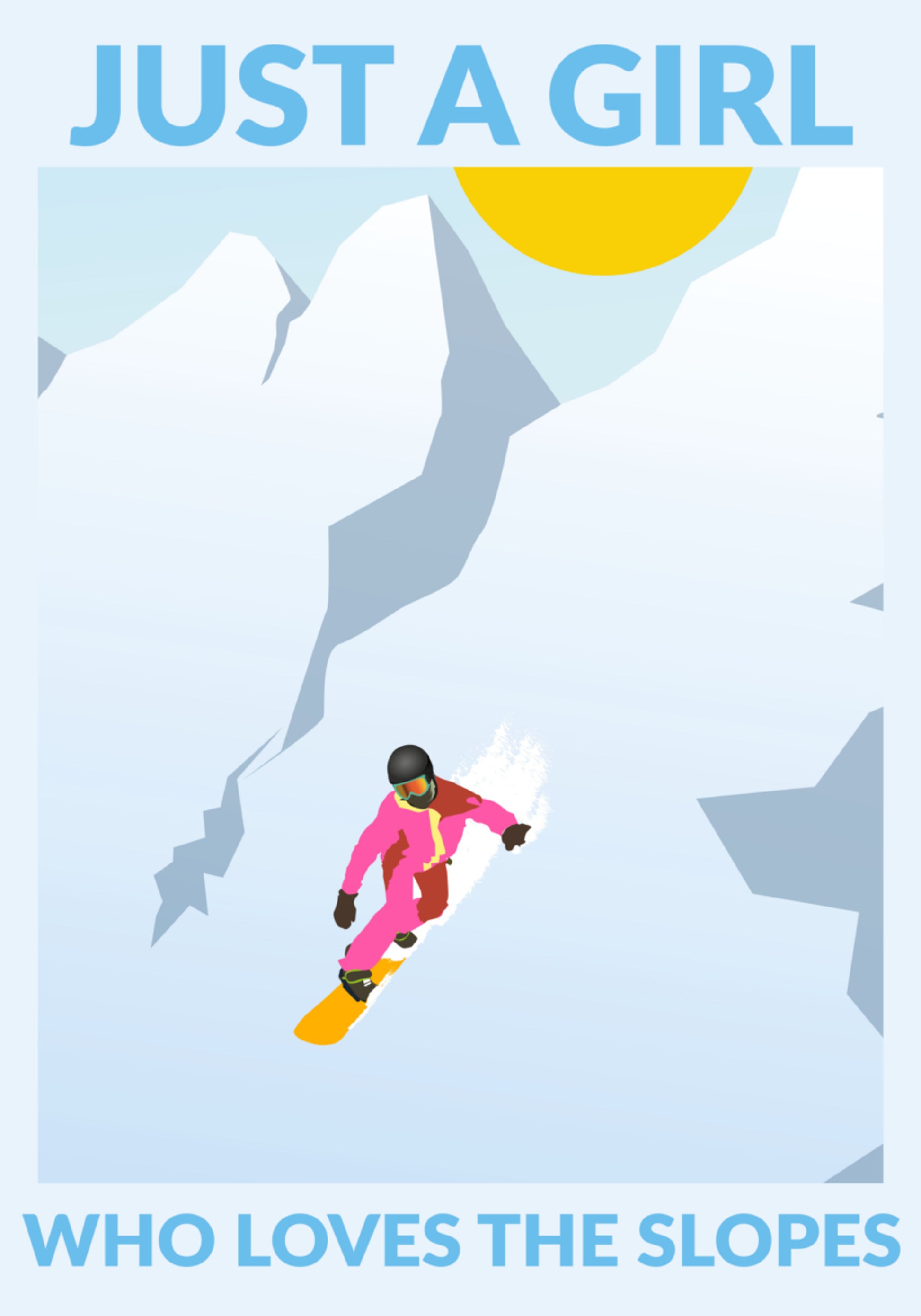 Ragazza snowboard montagne soleggiate