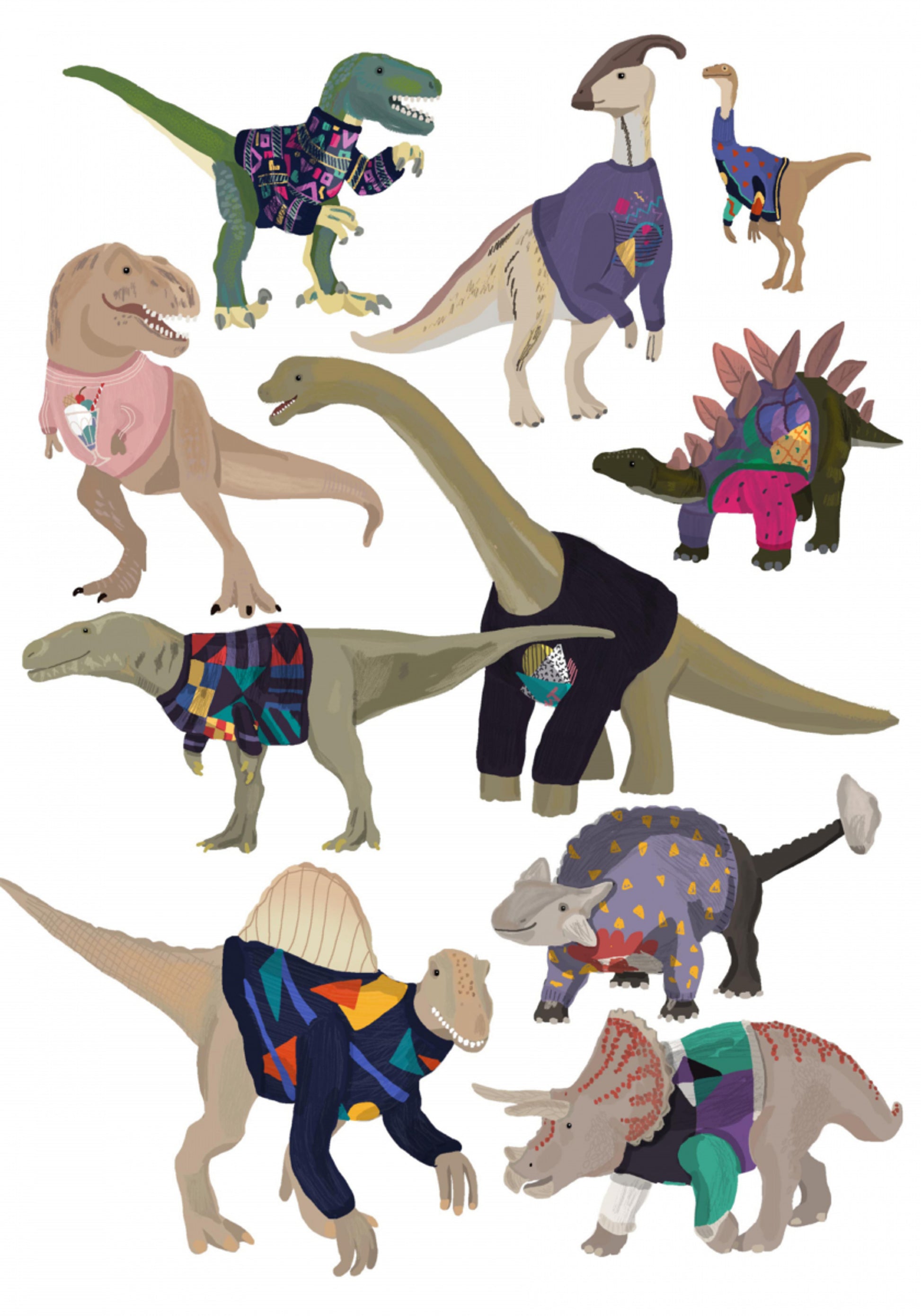 Maglioni stravaganti di dinosauri