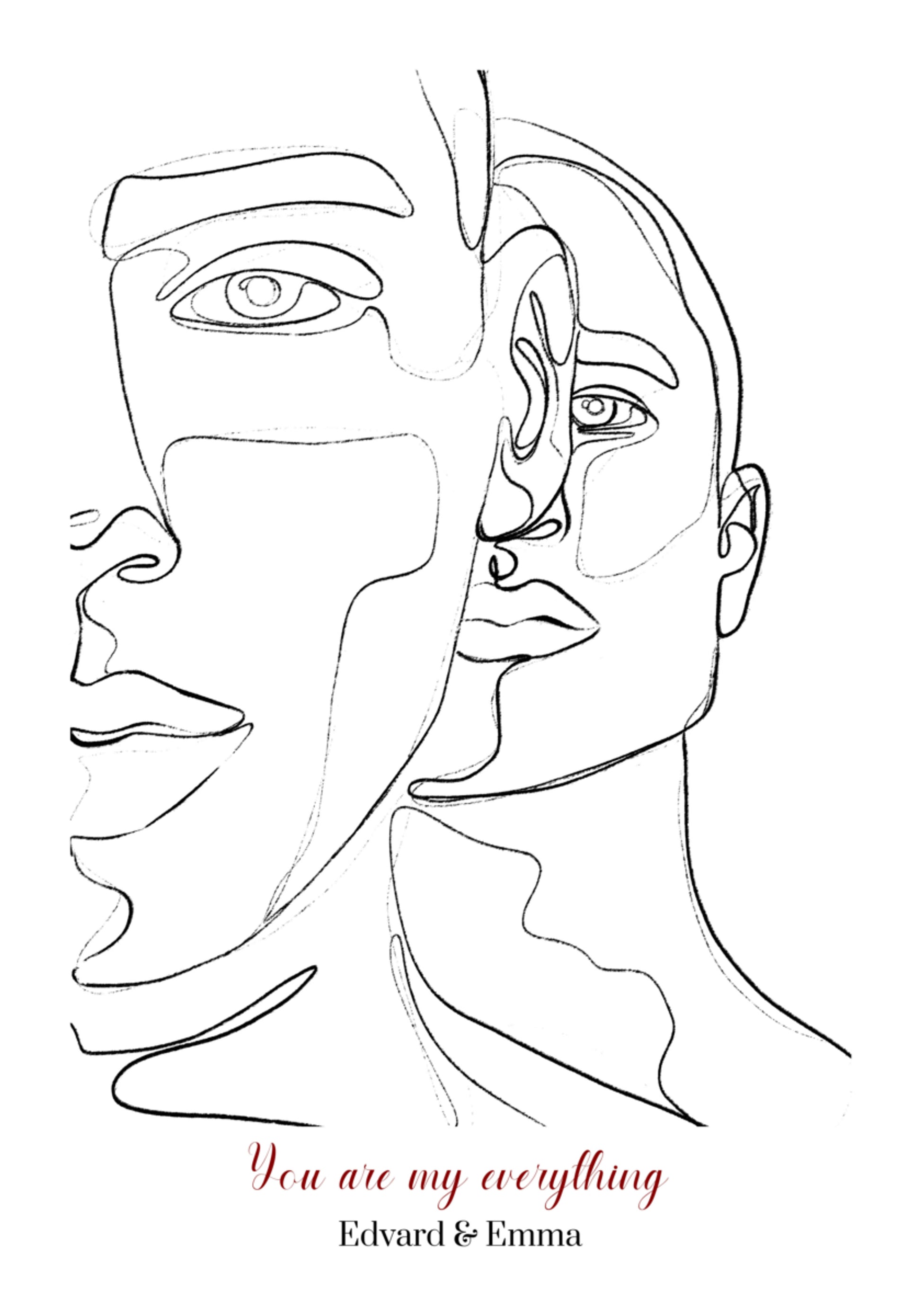 Ritratto di coppia minimalista in linea arte