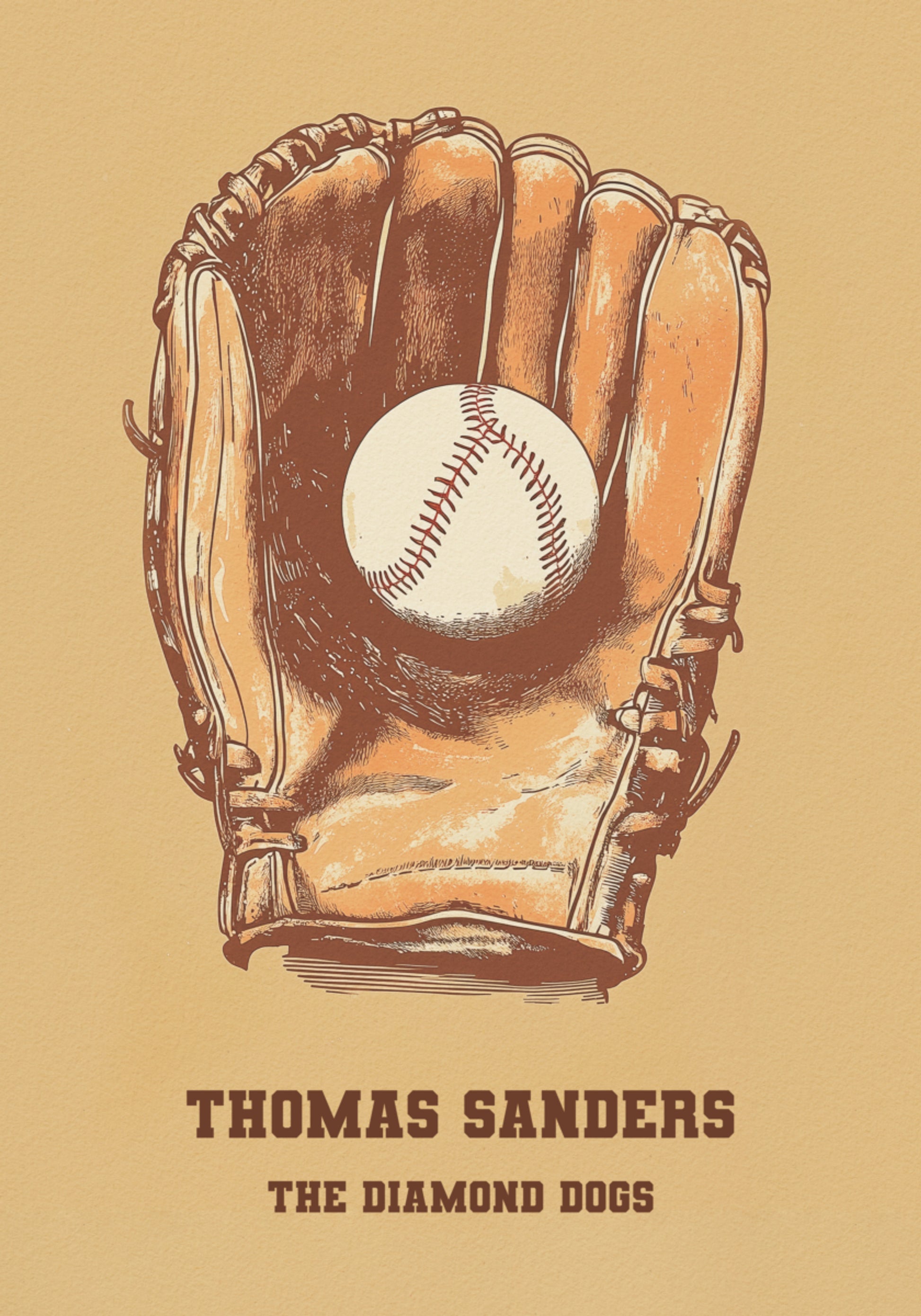 Guanto da baseball vintage e poster con palla