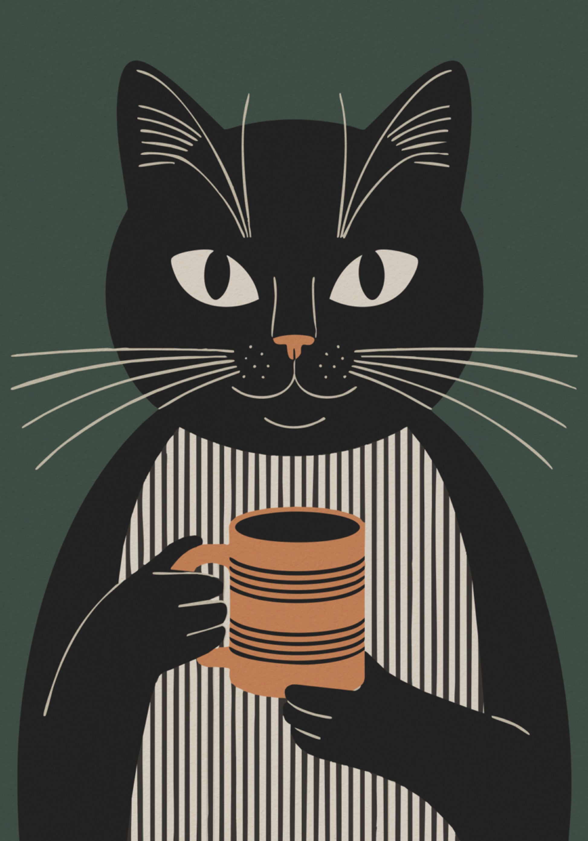 Pausa caffè del gatto nero