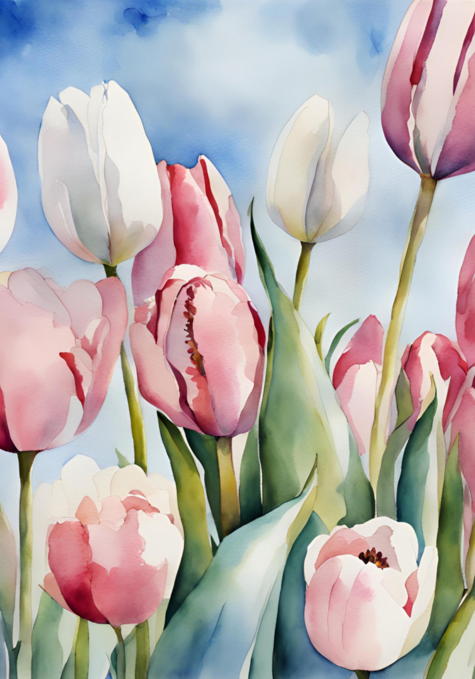 Tulipani primaverili dell'acquerello