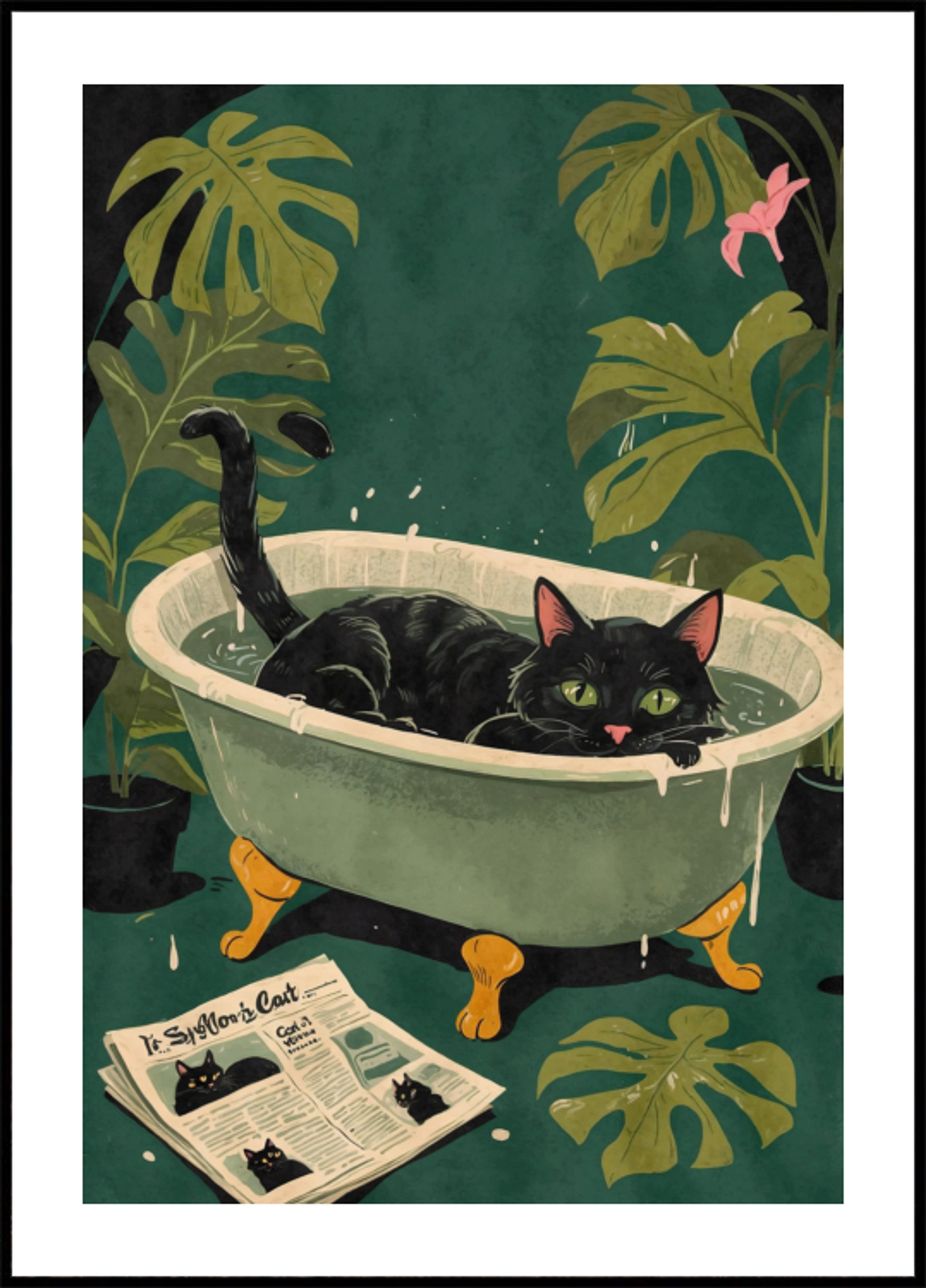 Gatto vasca da bagno dagli occhi verdi