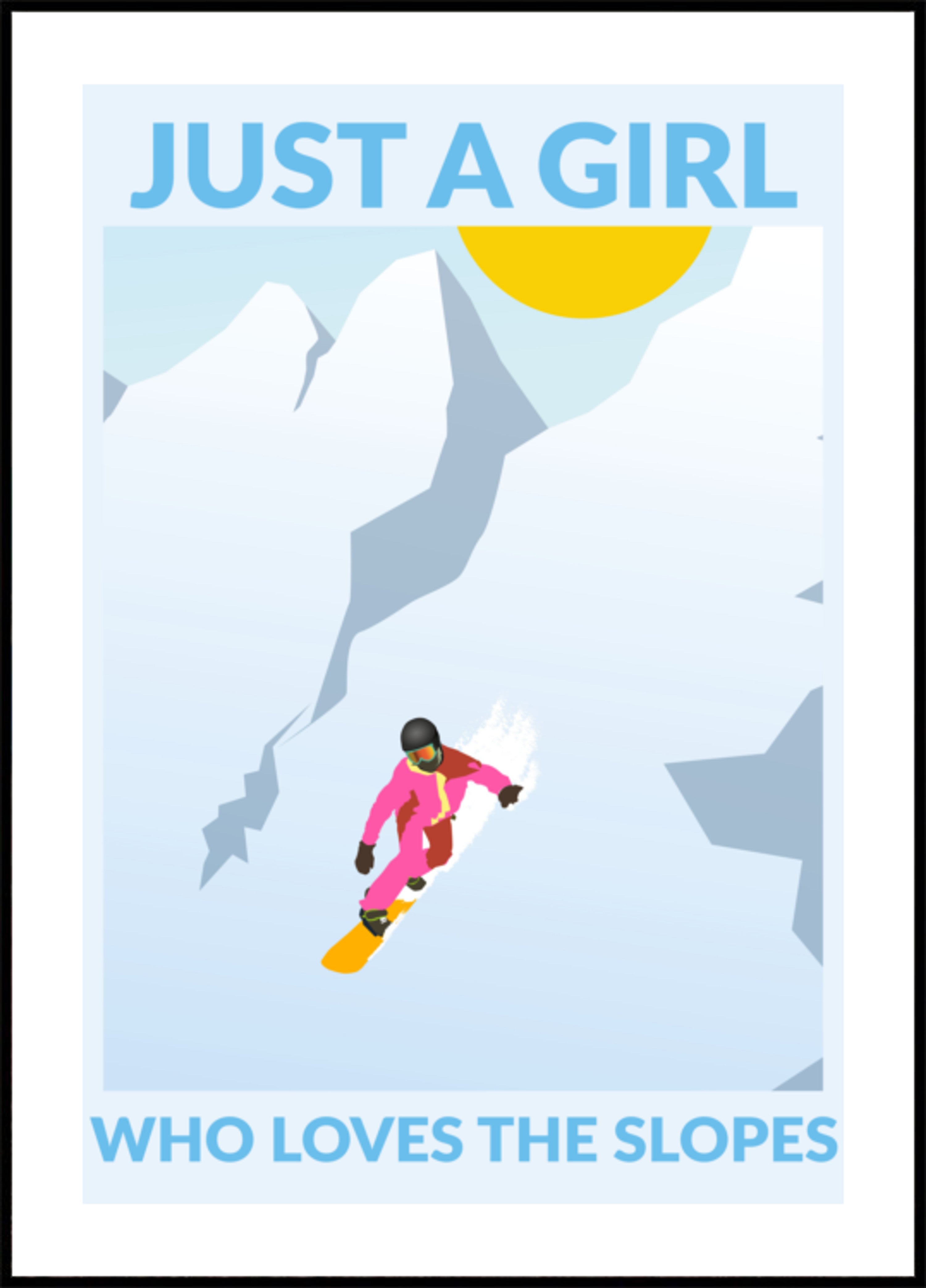 Ragazza snowboard montagne soleggiate