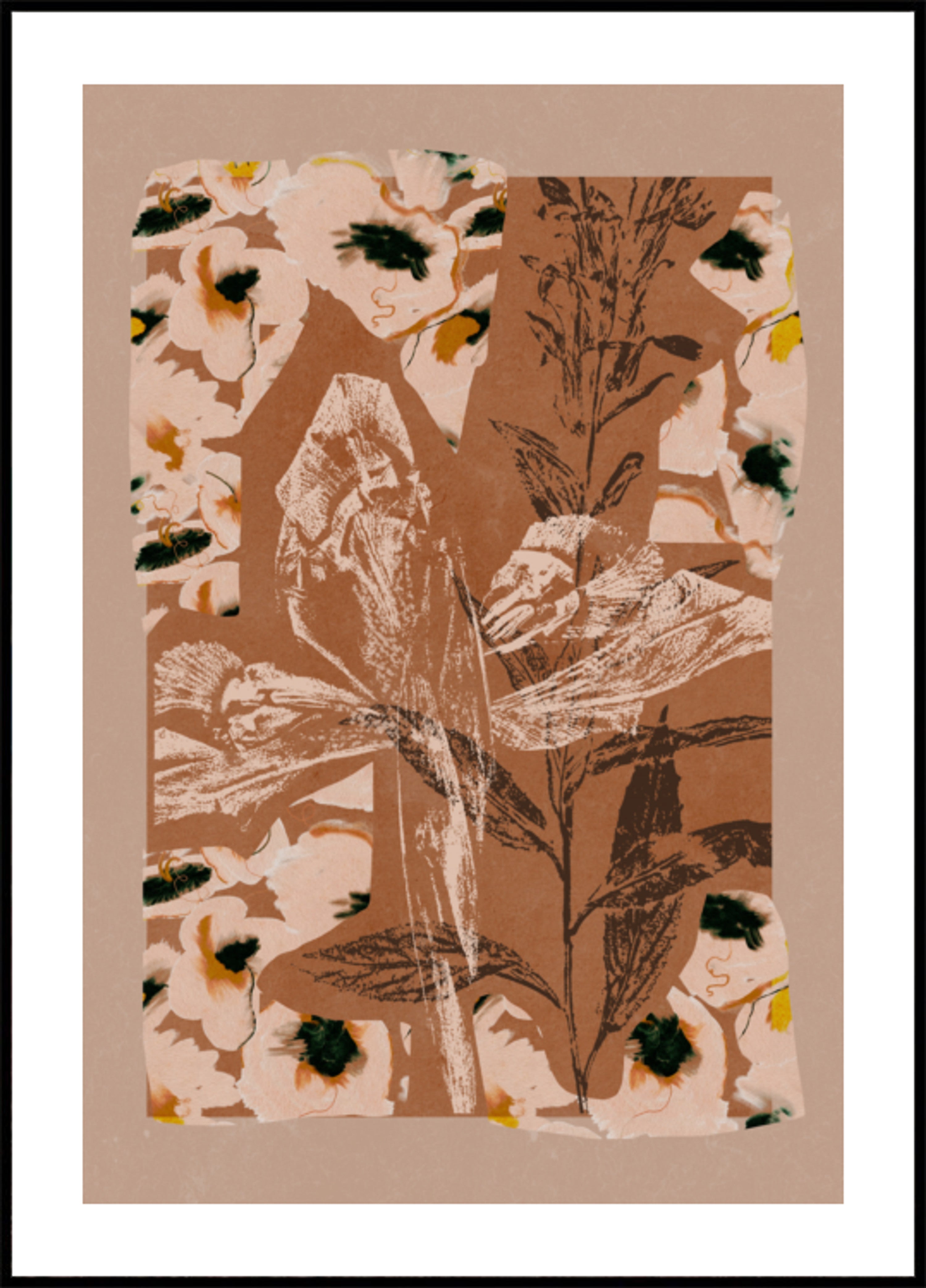 Collage floreale terroso