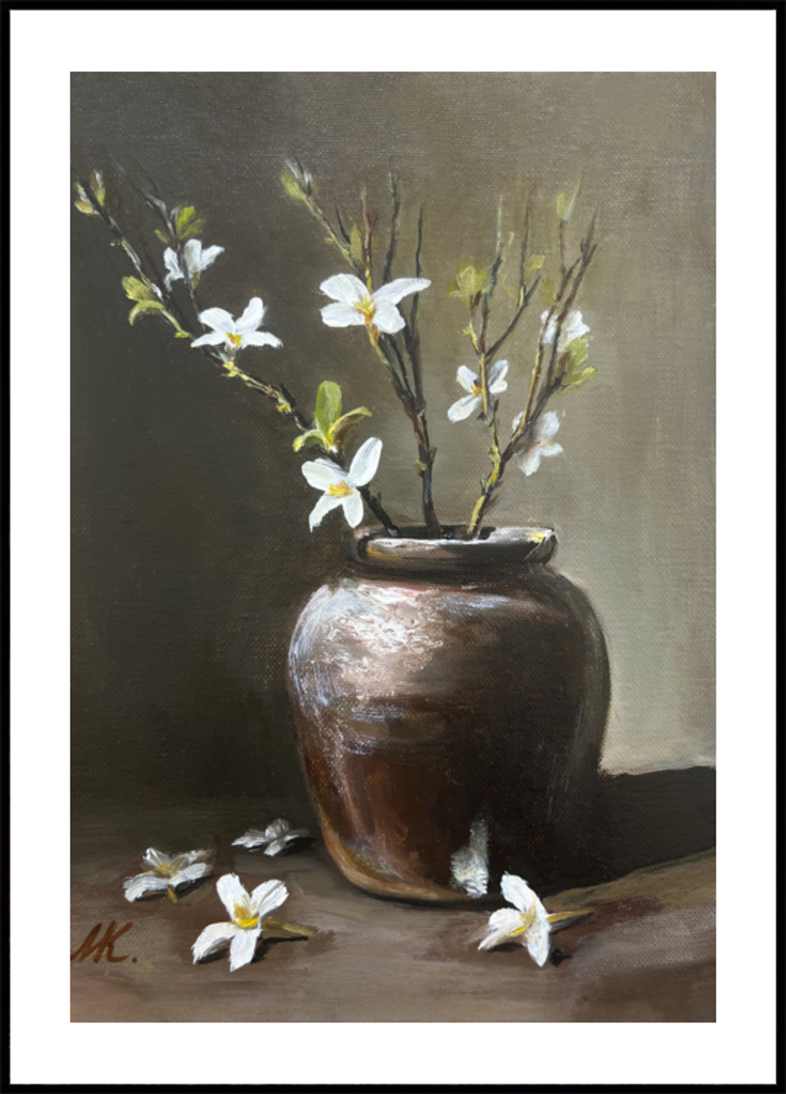 Vaso Rustico Di Fiori Bianchi