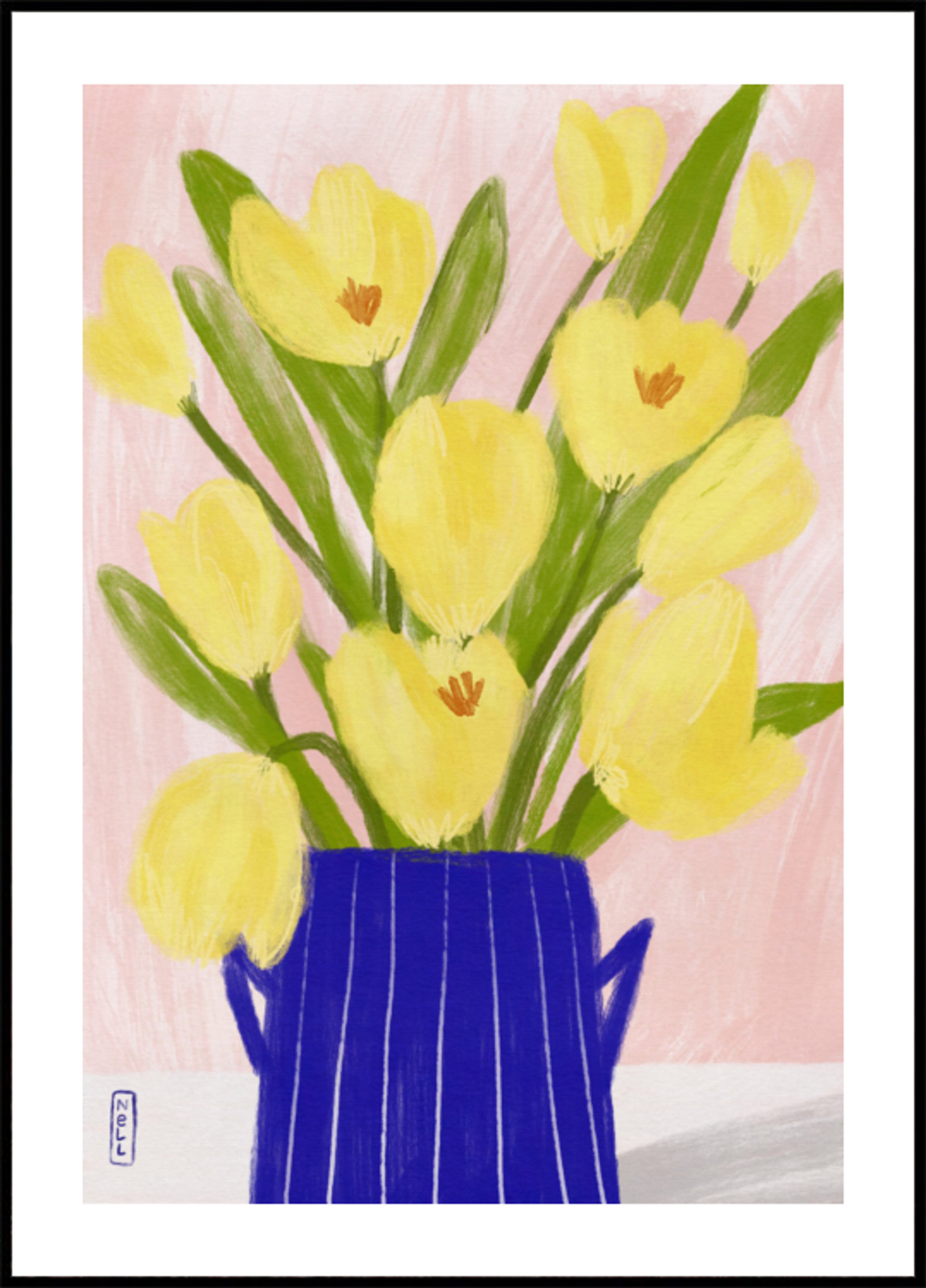 Vaso blu dei tulipani della primavera
