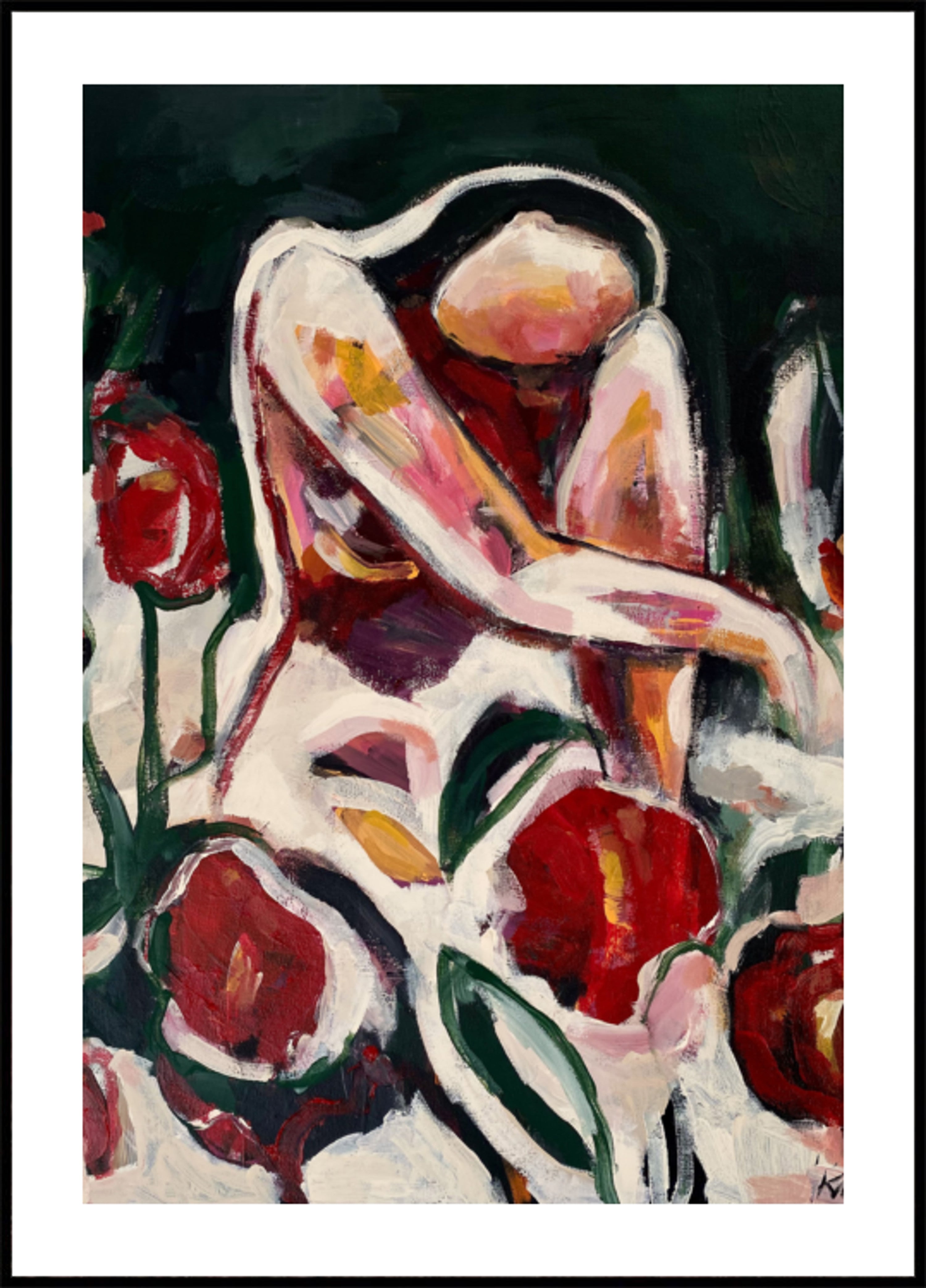 Donna Tra I Fiori Rossi