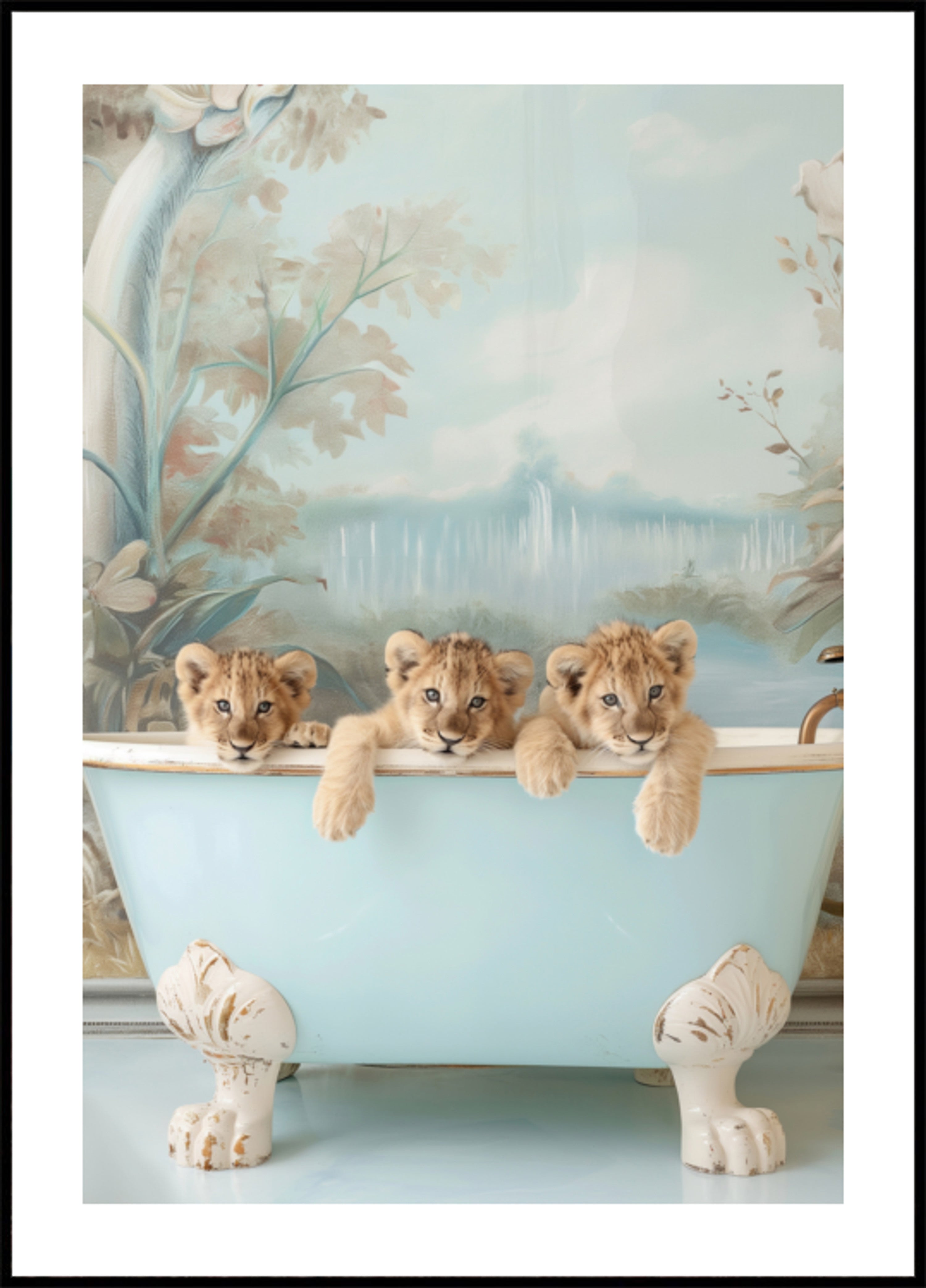 Vasca da bagno dei cuccioli di leone