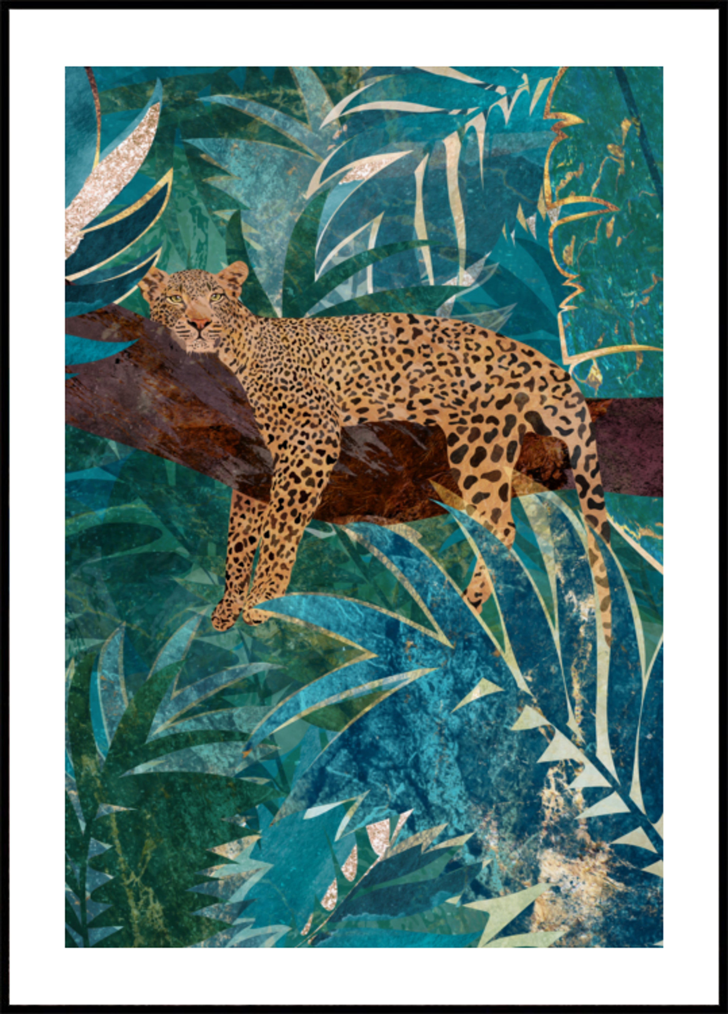 Leopardo della giungla verde acqua