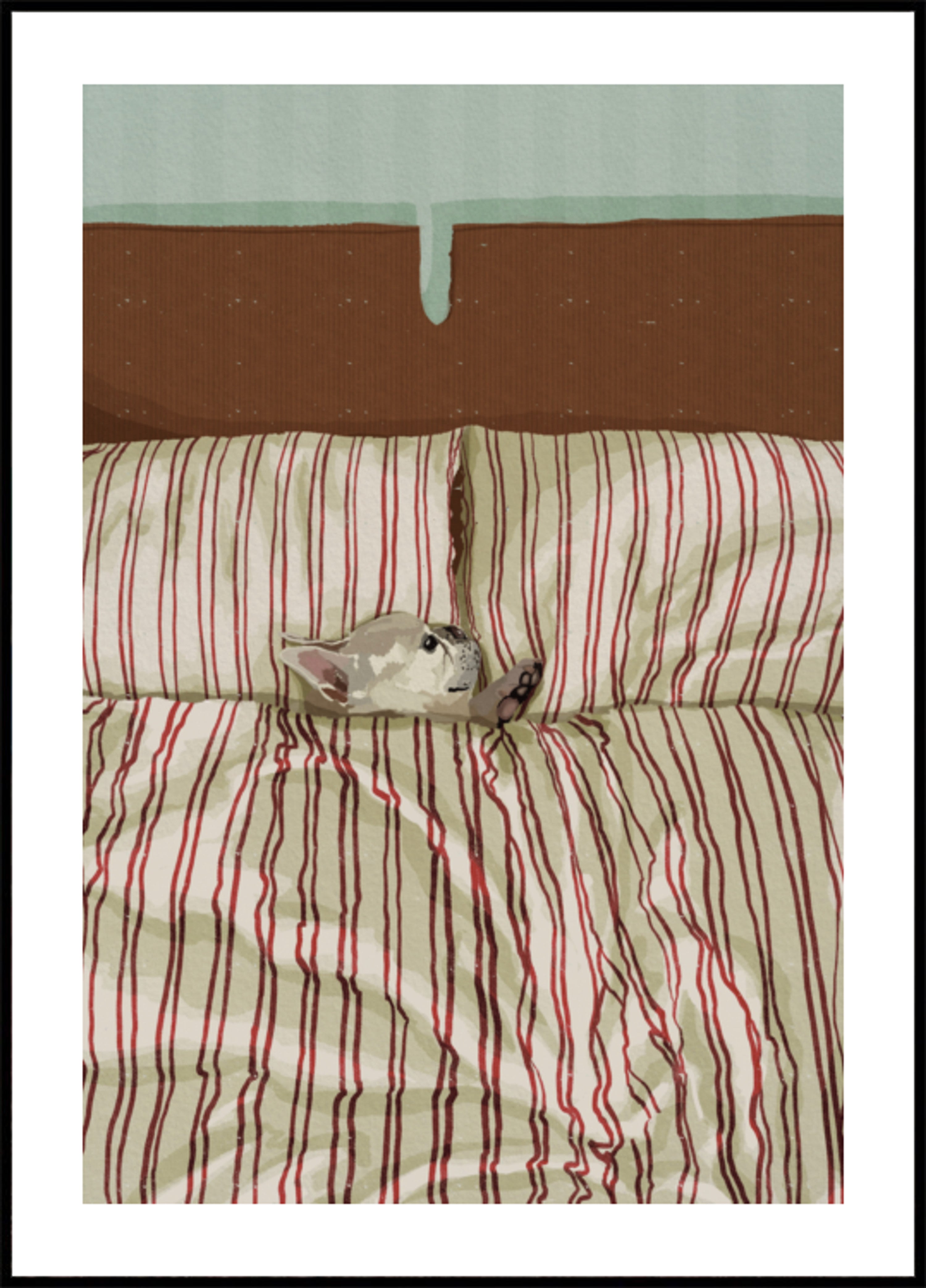 Cane accogliente a letto