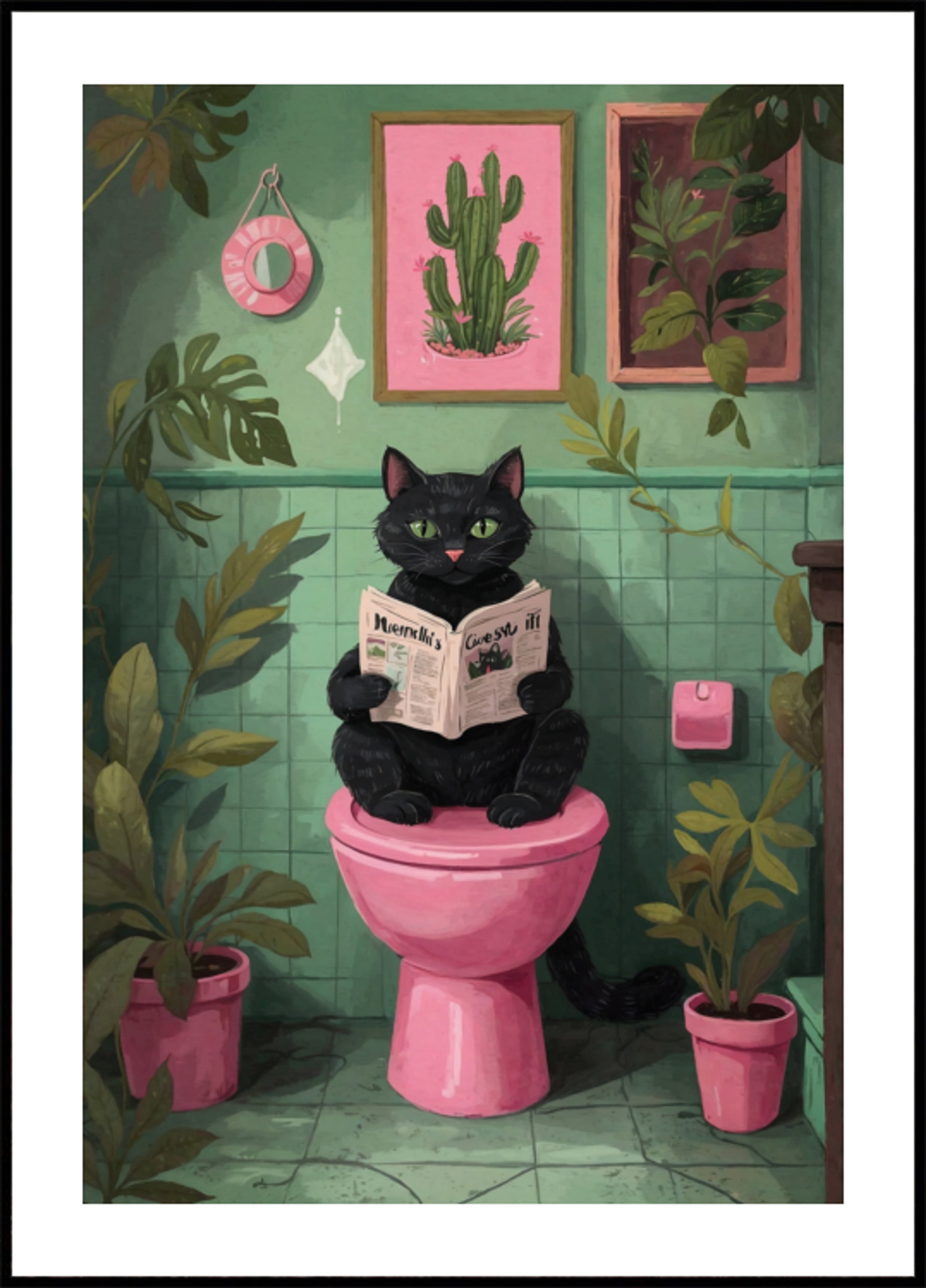 Lettura del gatto in bagno