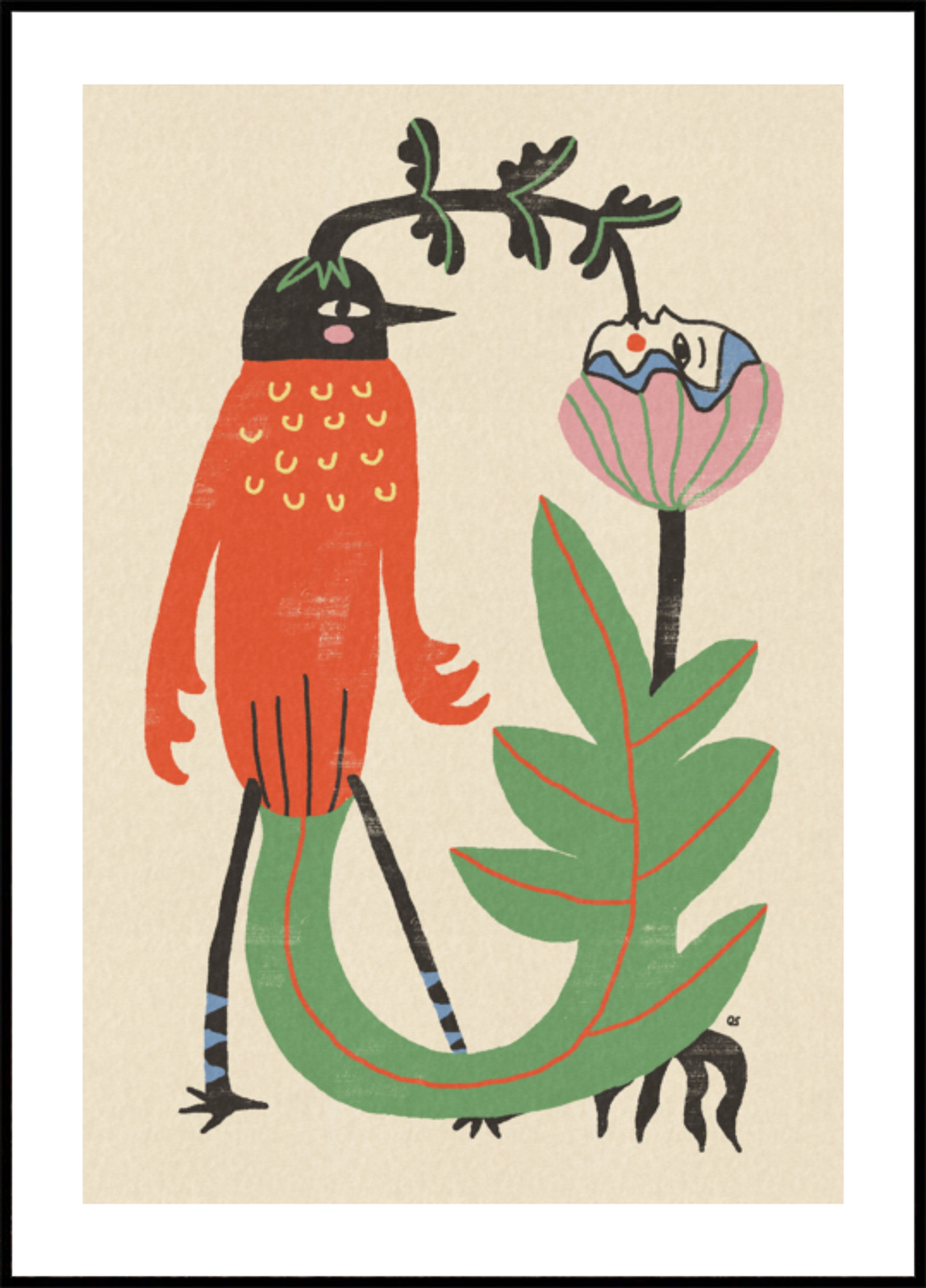 Uccello e fiore stravaganti