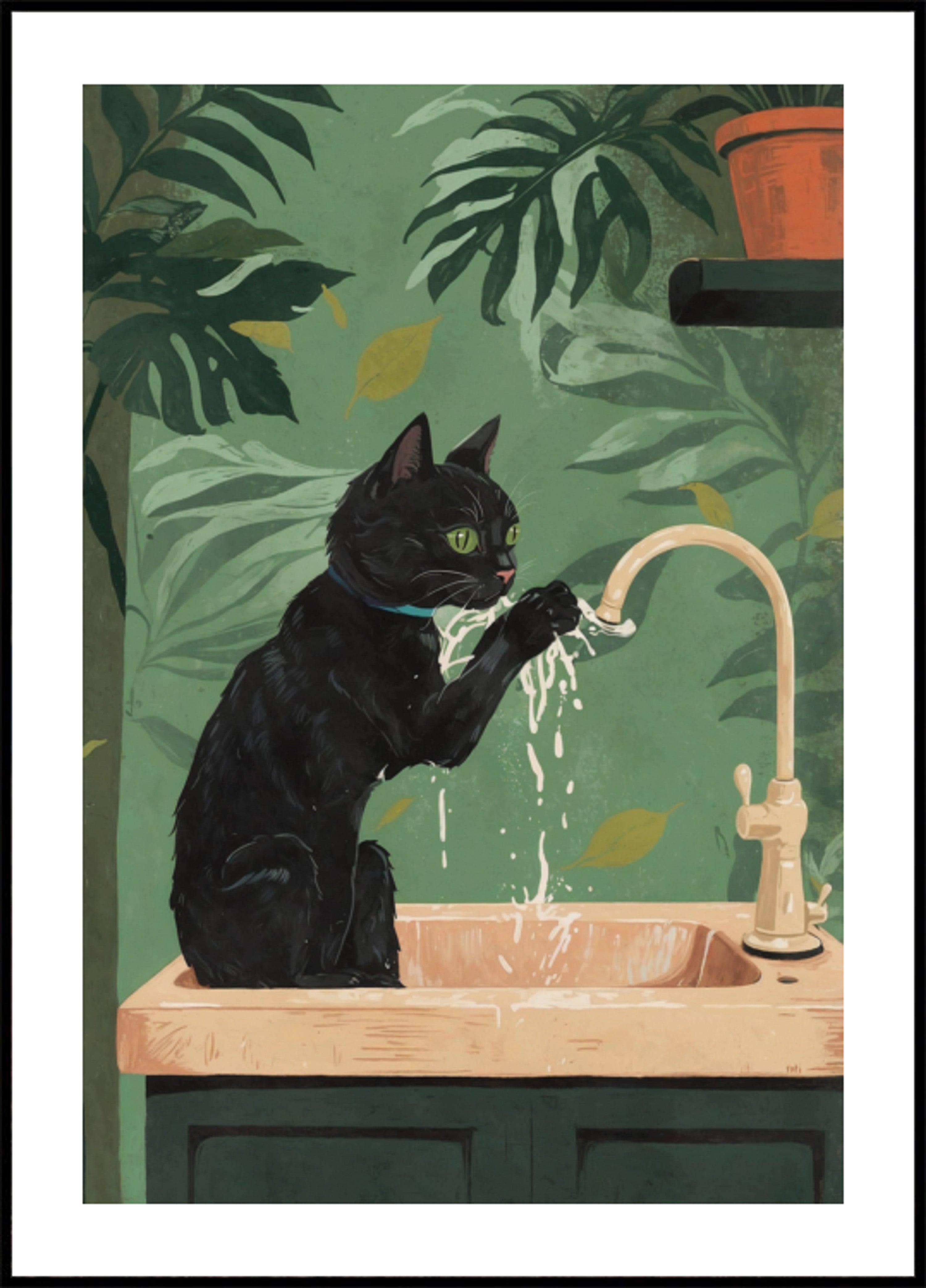 Giochi d'acqua del gatto nero