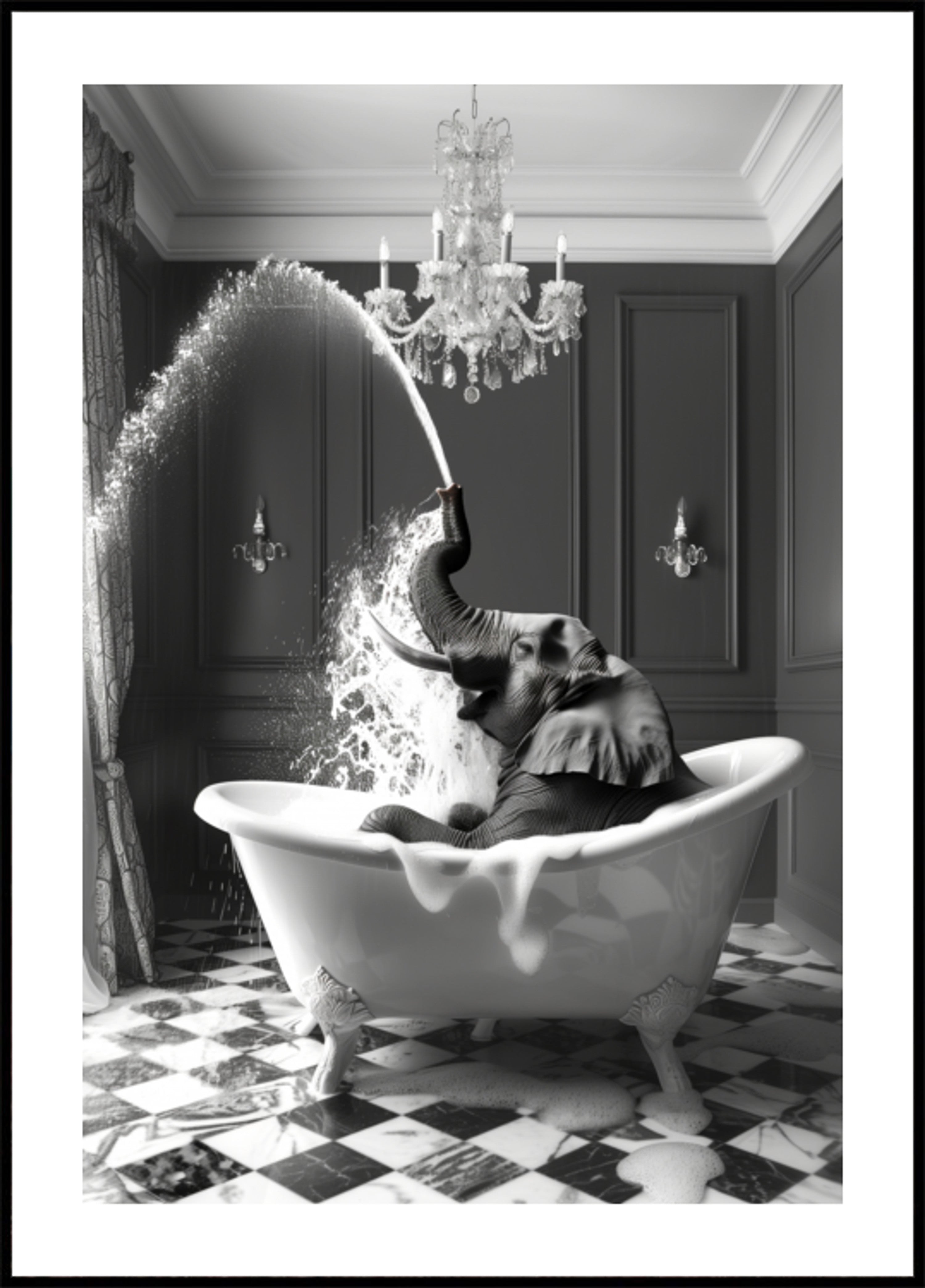 Bagno giocoso dell'elefante