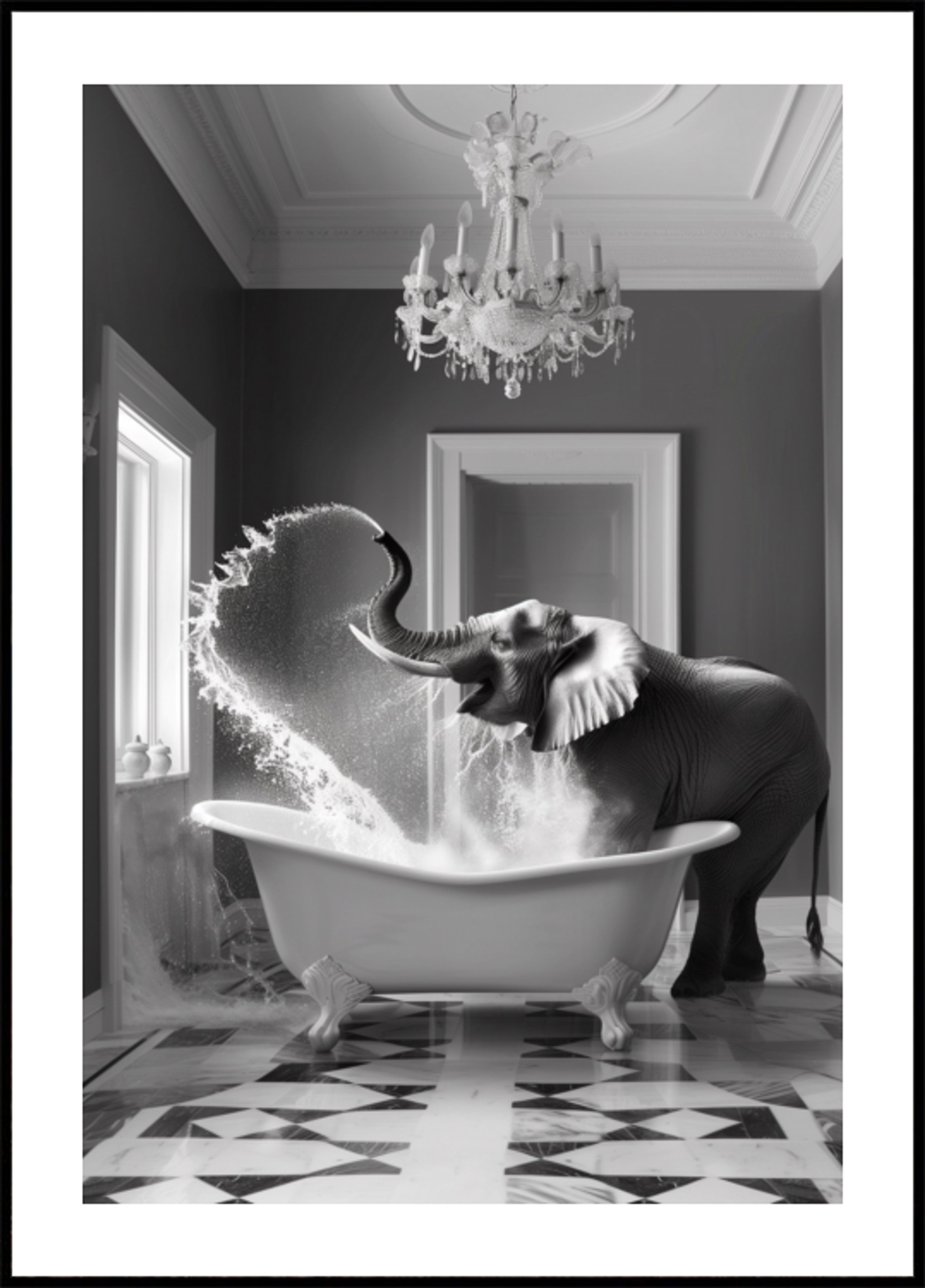Bagno giocoso dell'elefante
