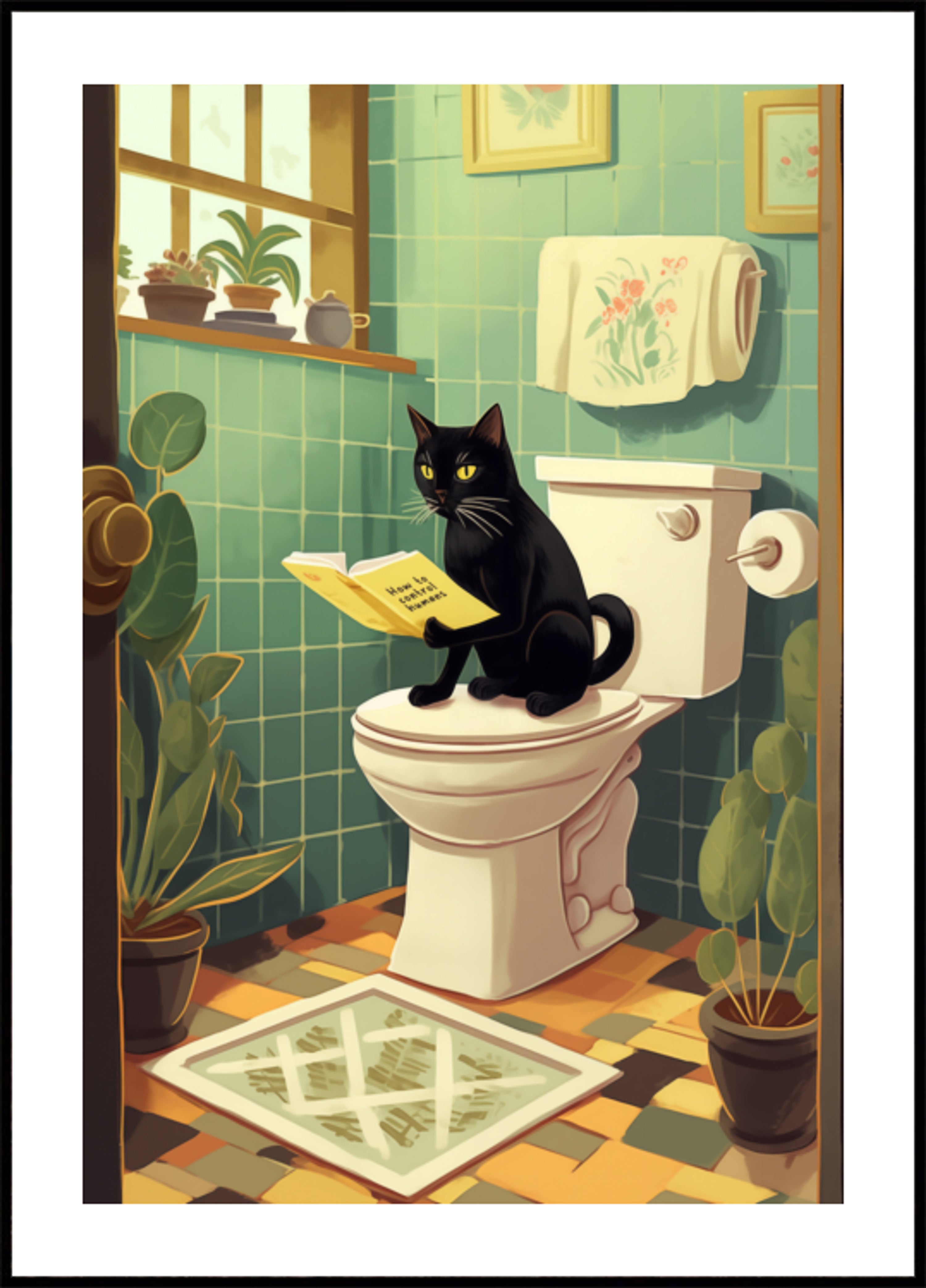 Lettura del bagno del gatto dispettoso