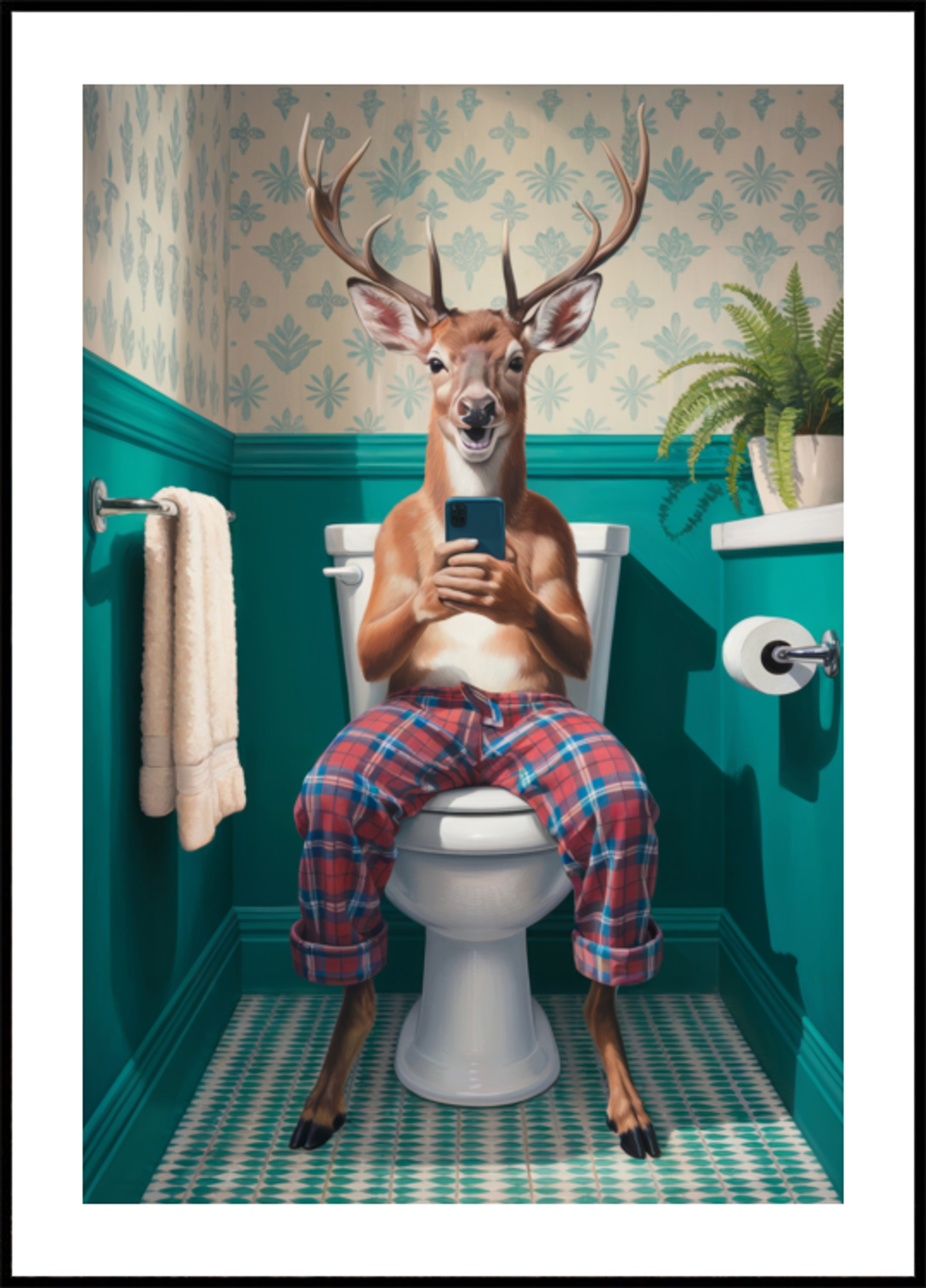Scena stravagante della toilette dei cervi