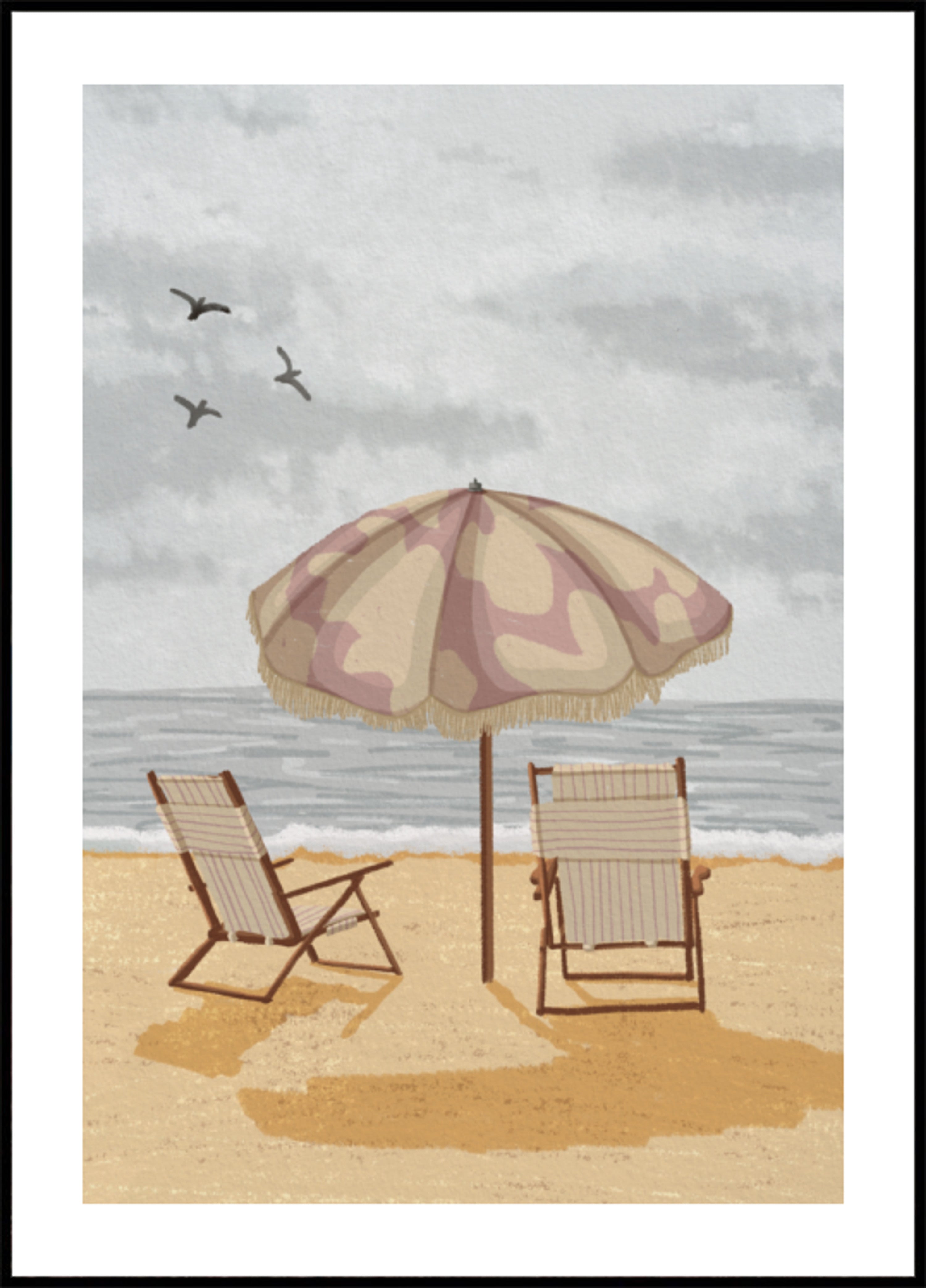 Sedie con ombrellone al mare