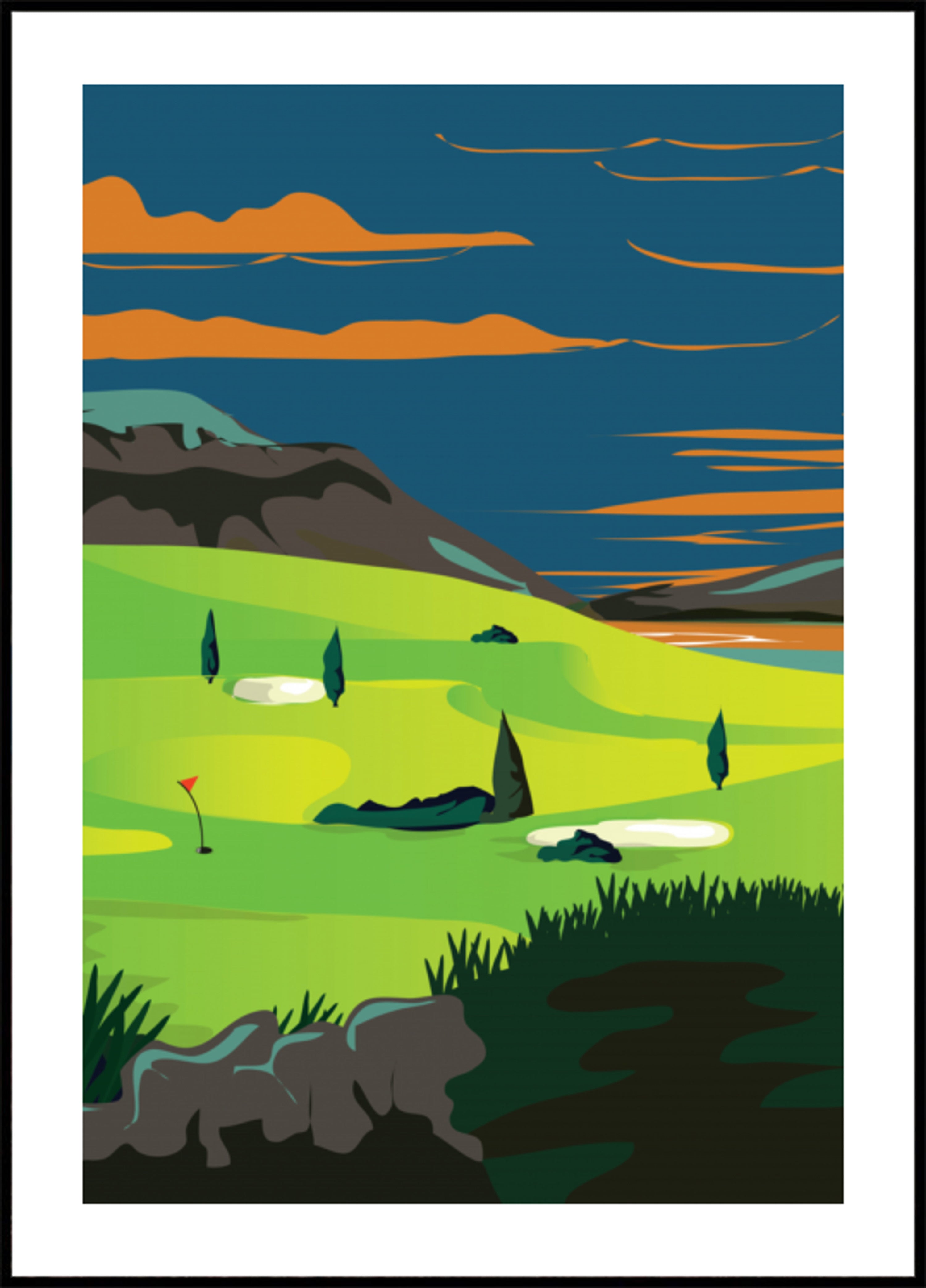 Campo da golf al tramonto