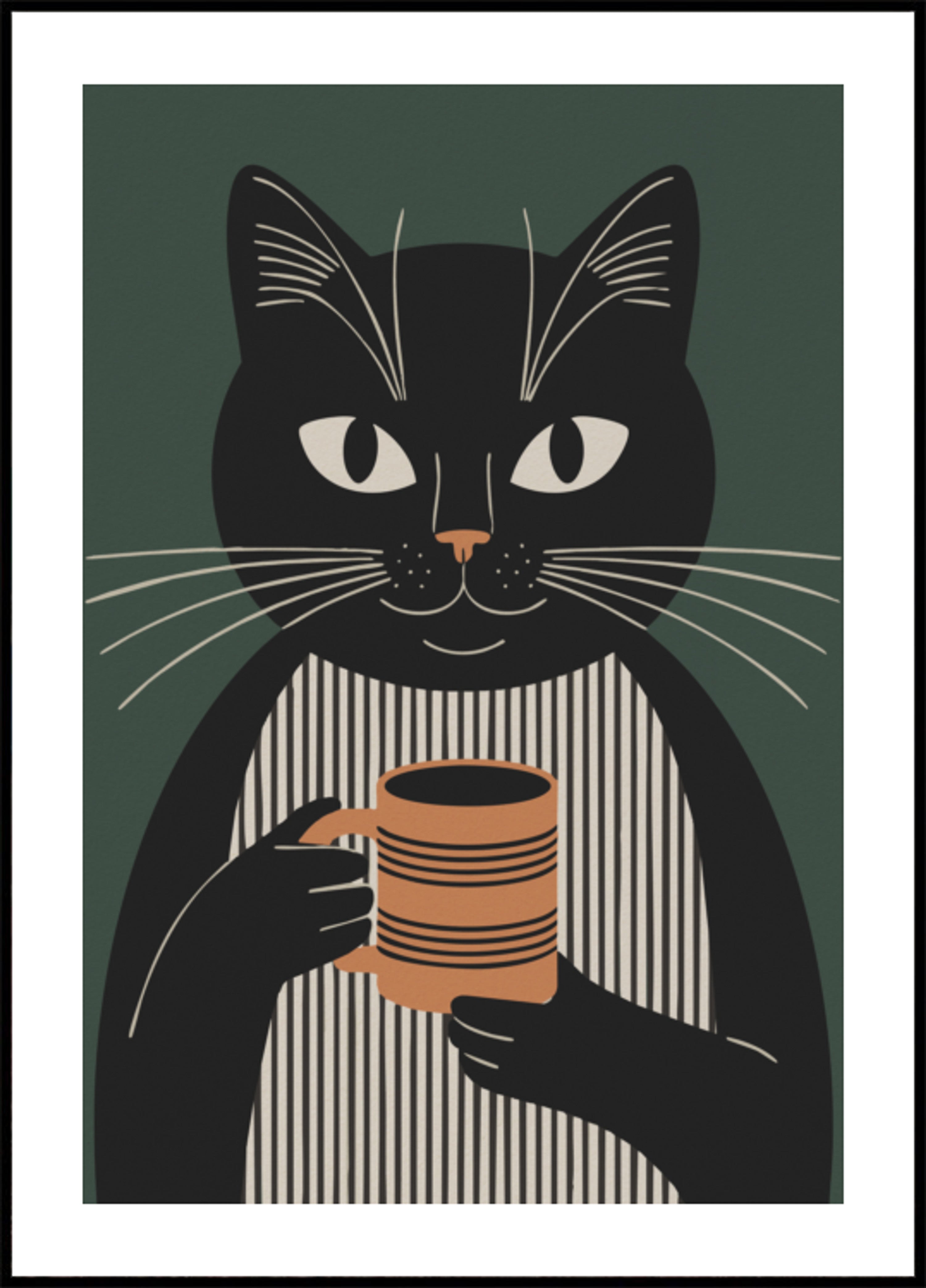 Pausa caffè del gatto nero
