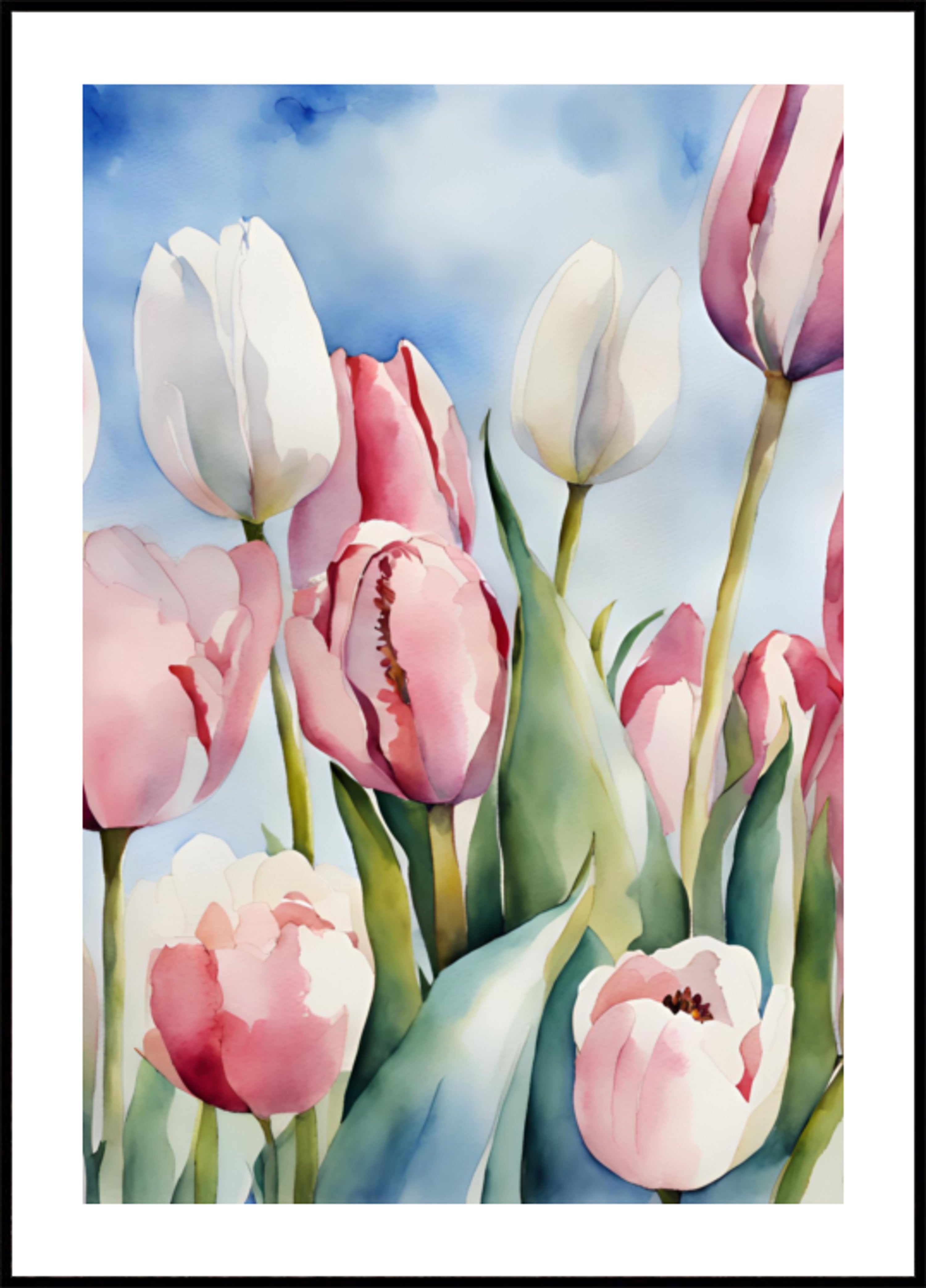 Tulipani primaverili dell'acquerello