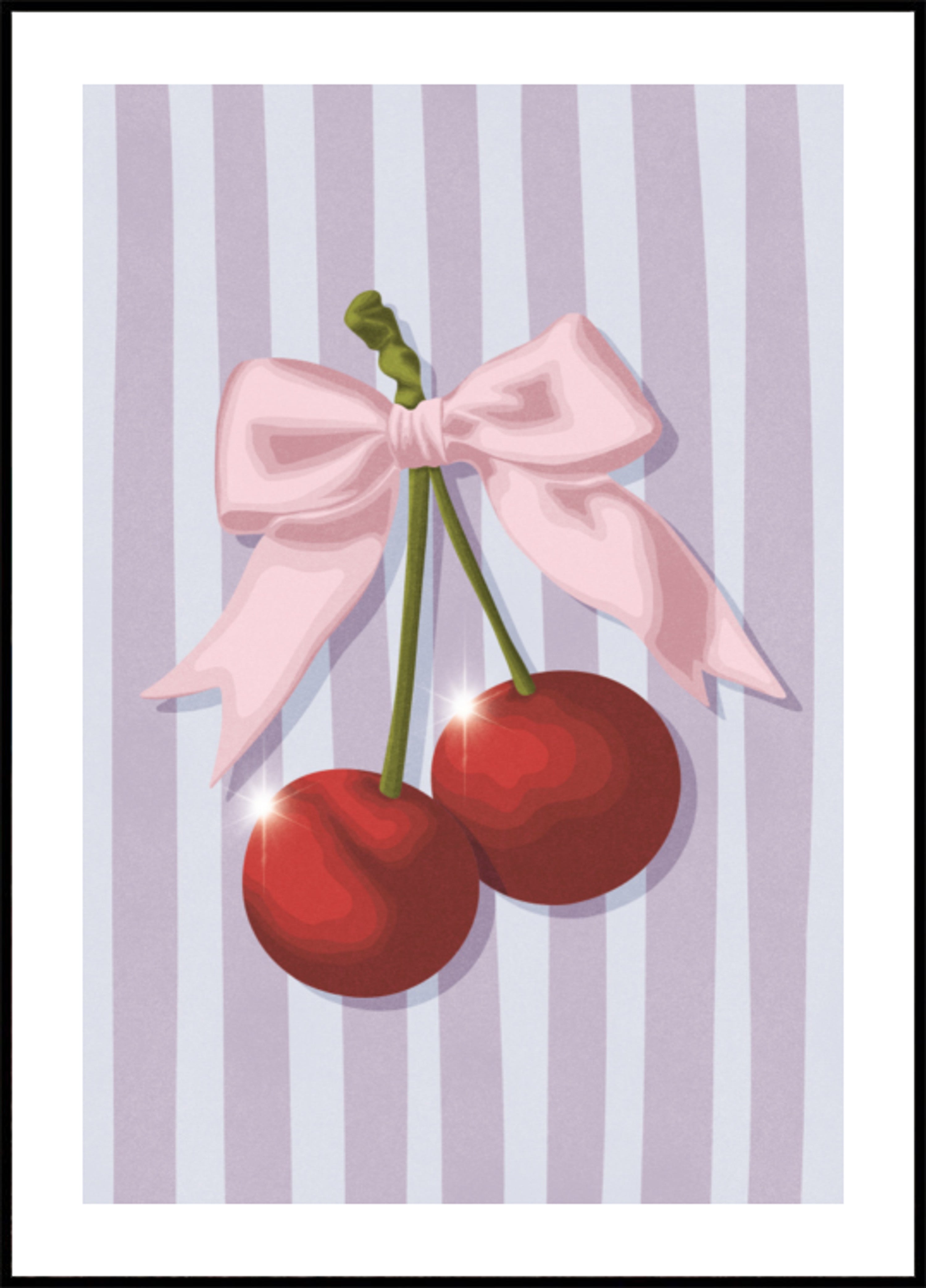 Ciliegie dolci con fiocco rosa