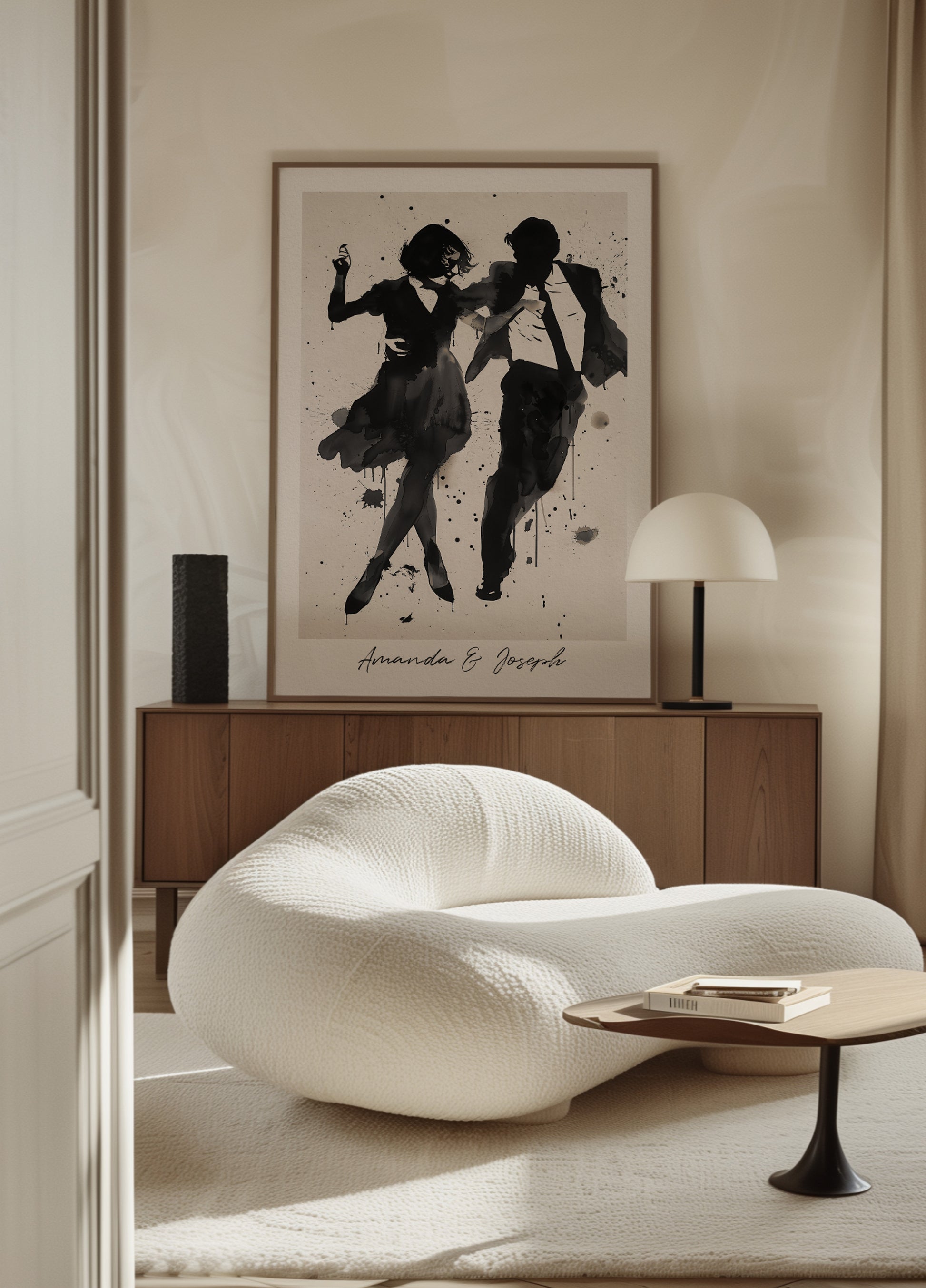 Silhouette di una coppia danzante Arte inchiostro