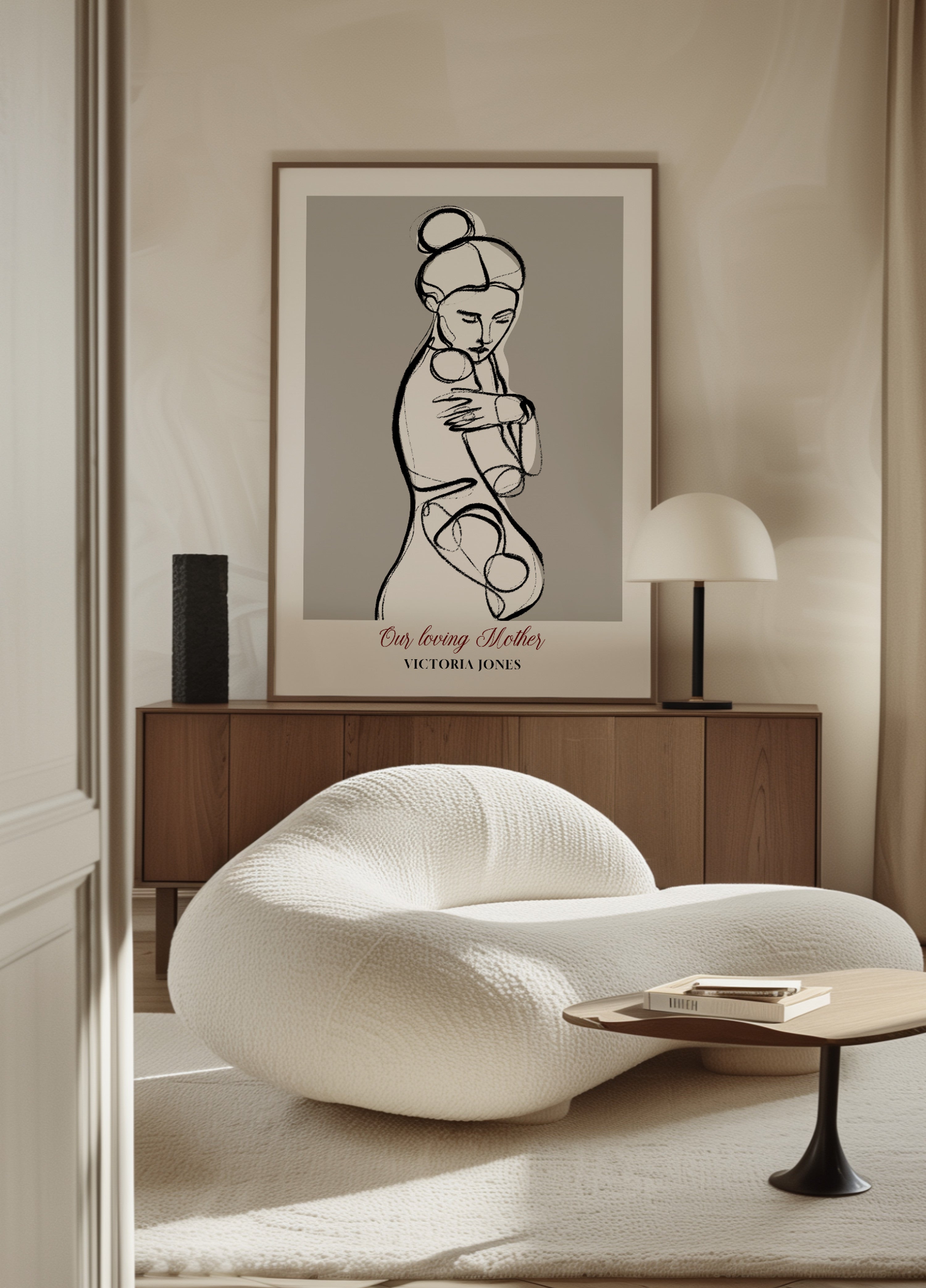 Linea minimalista arte della donna in auto abbracci