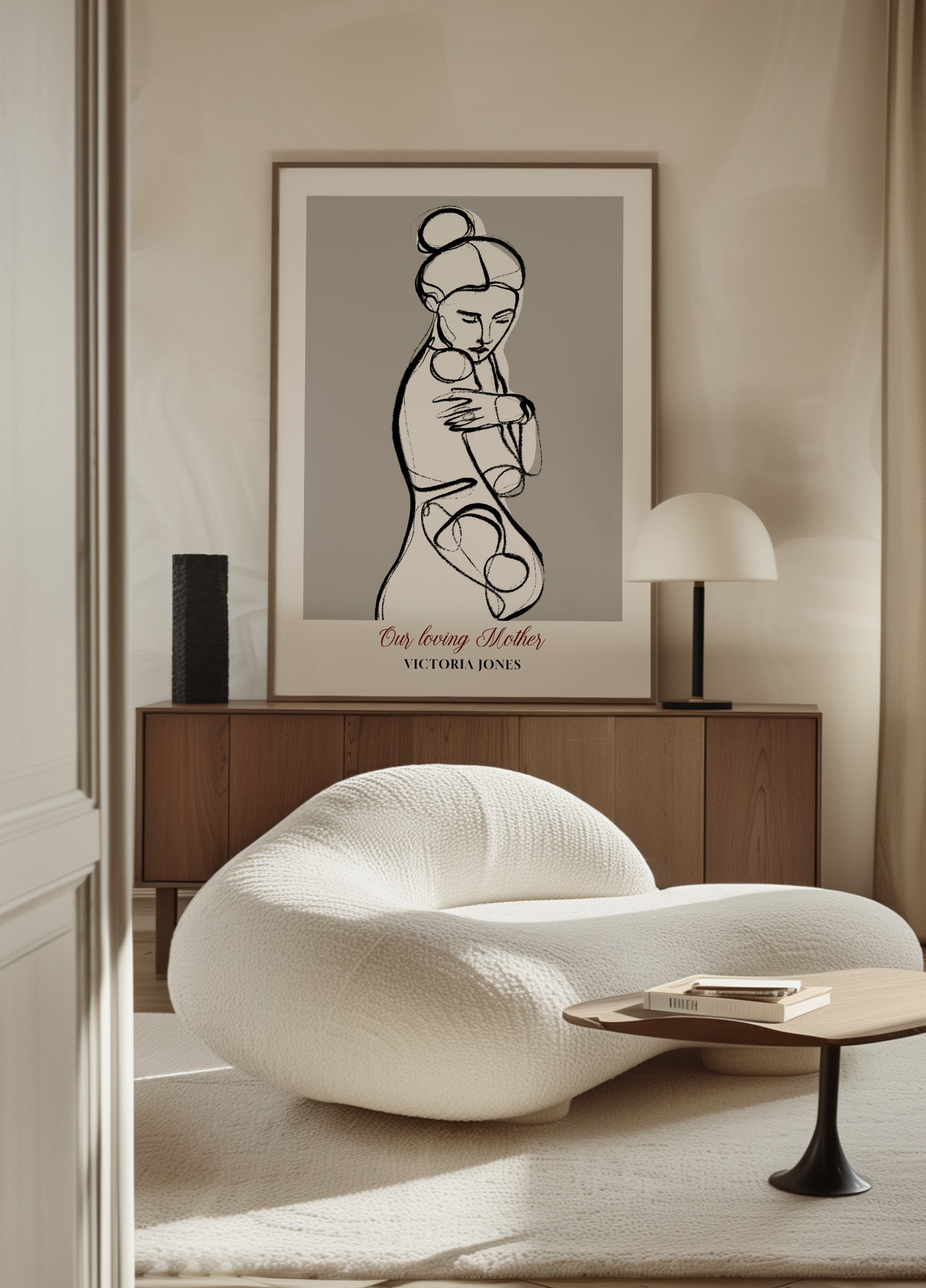 Linea minimalista arte della donna in auto abbracci