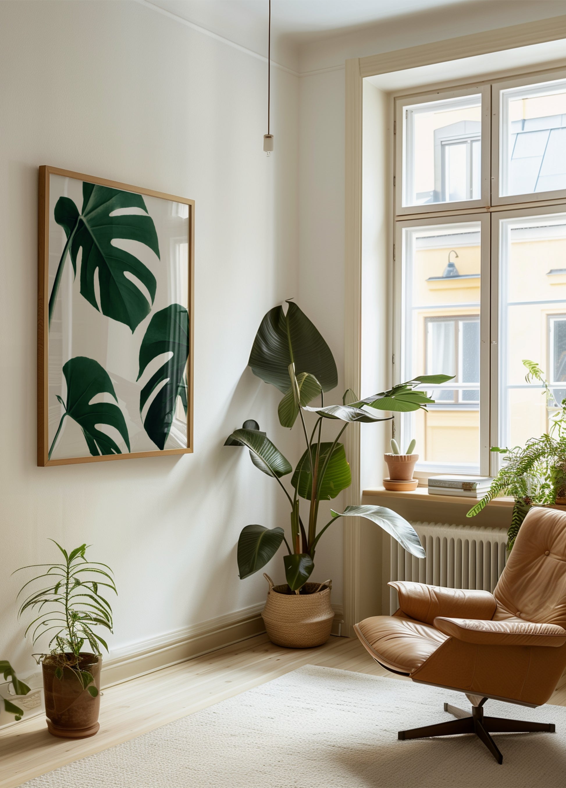 Foglie verdi fresche di Monstera