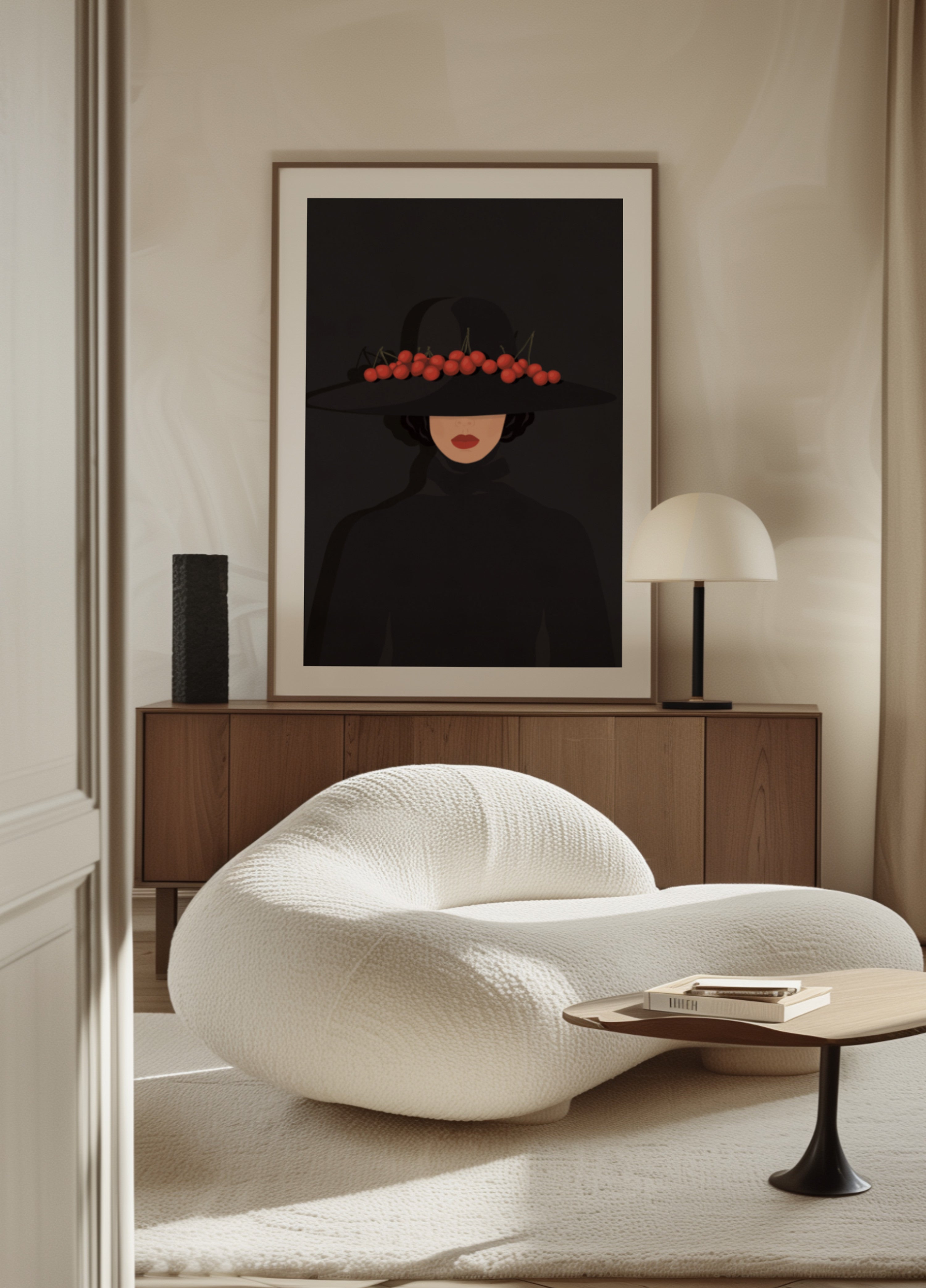 Elegante donna in ciliegia