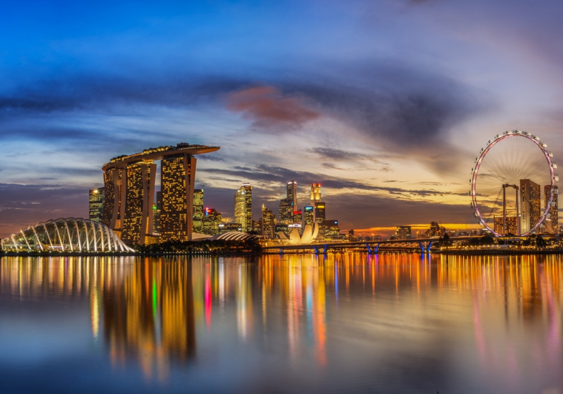 Bagliore crepuscolare di Marina Bay
