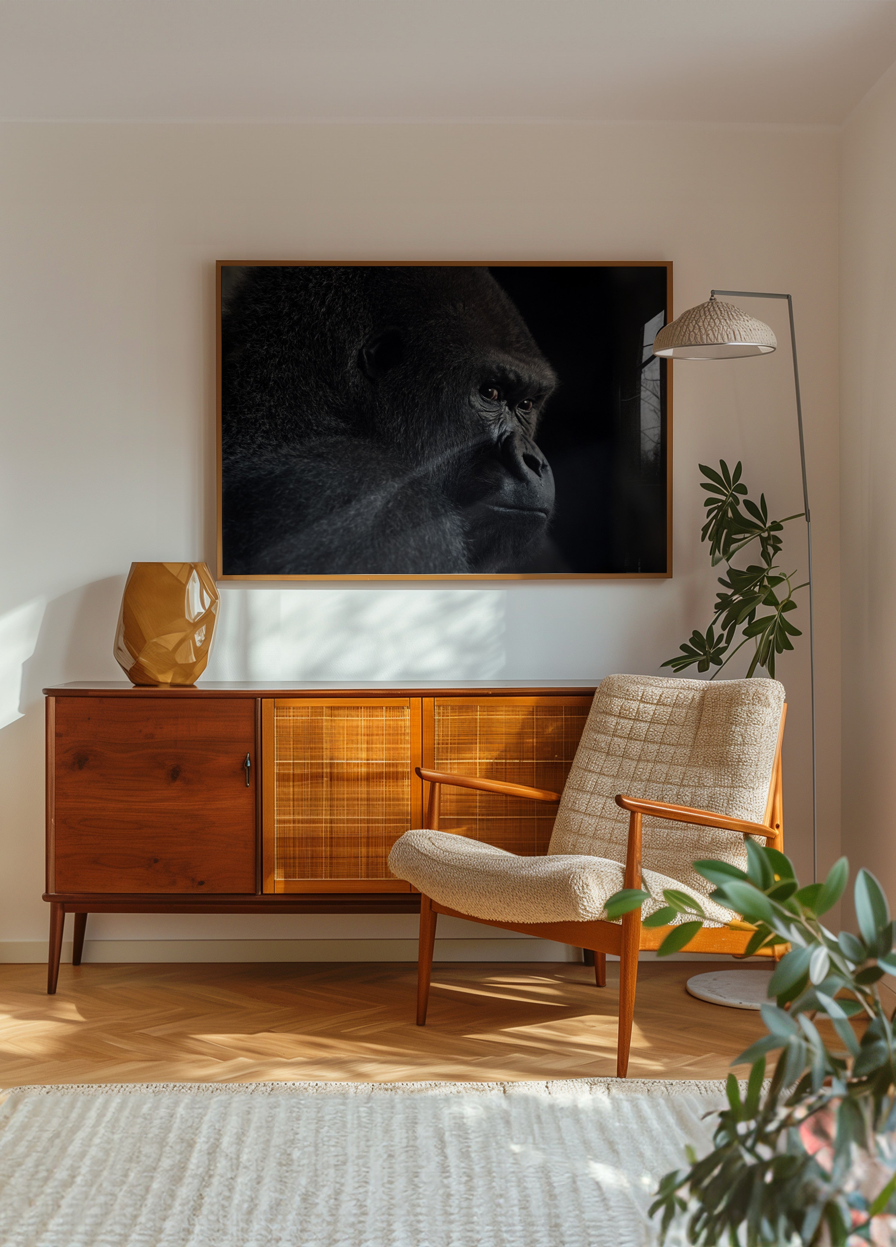 Profilo pensieroso della gorilla