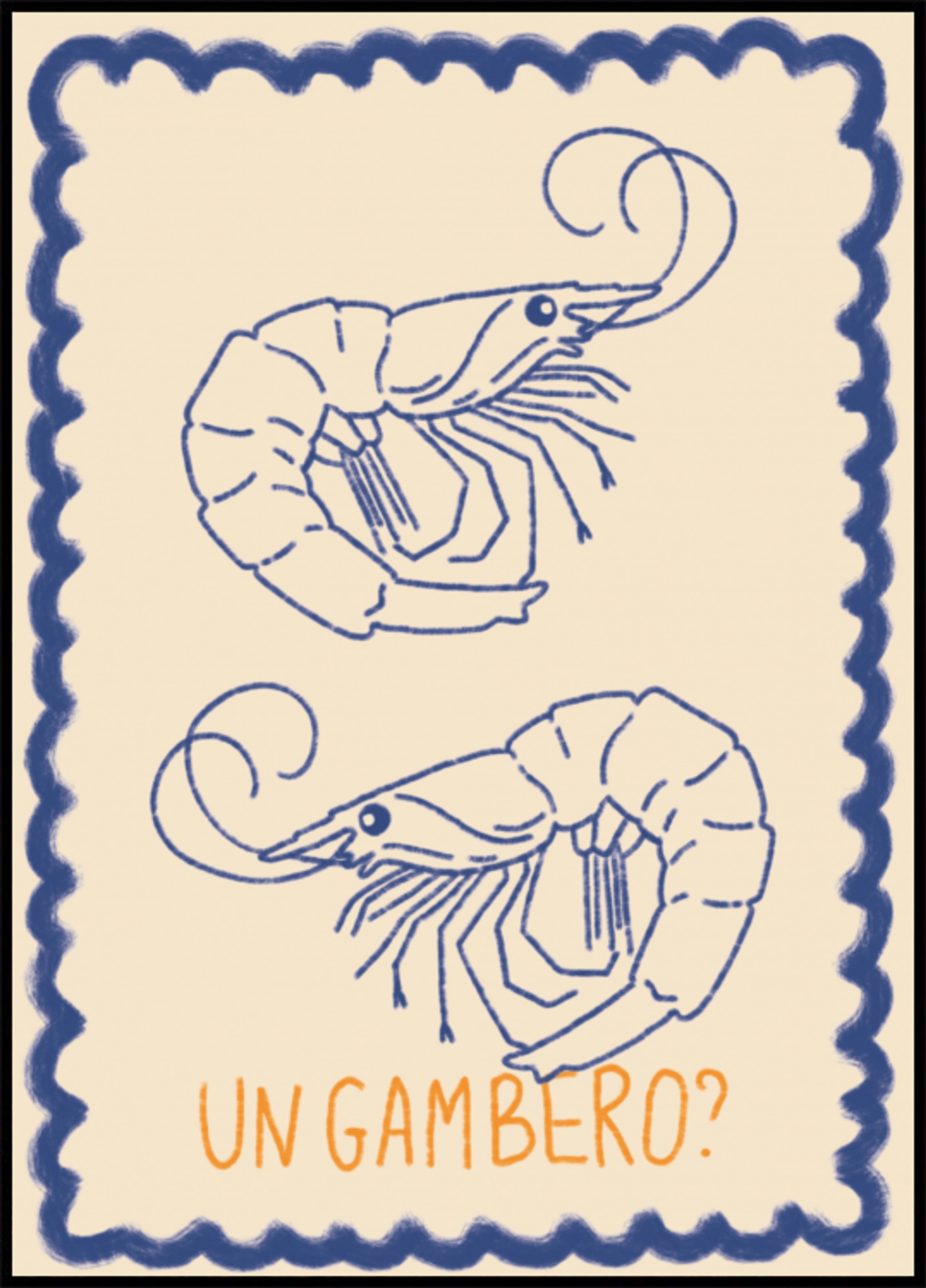 Gamberetti blu disegnati a mano