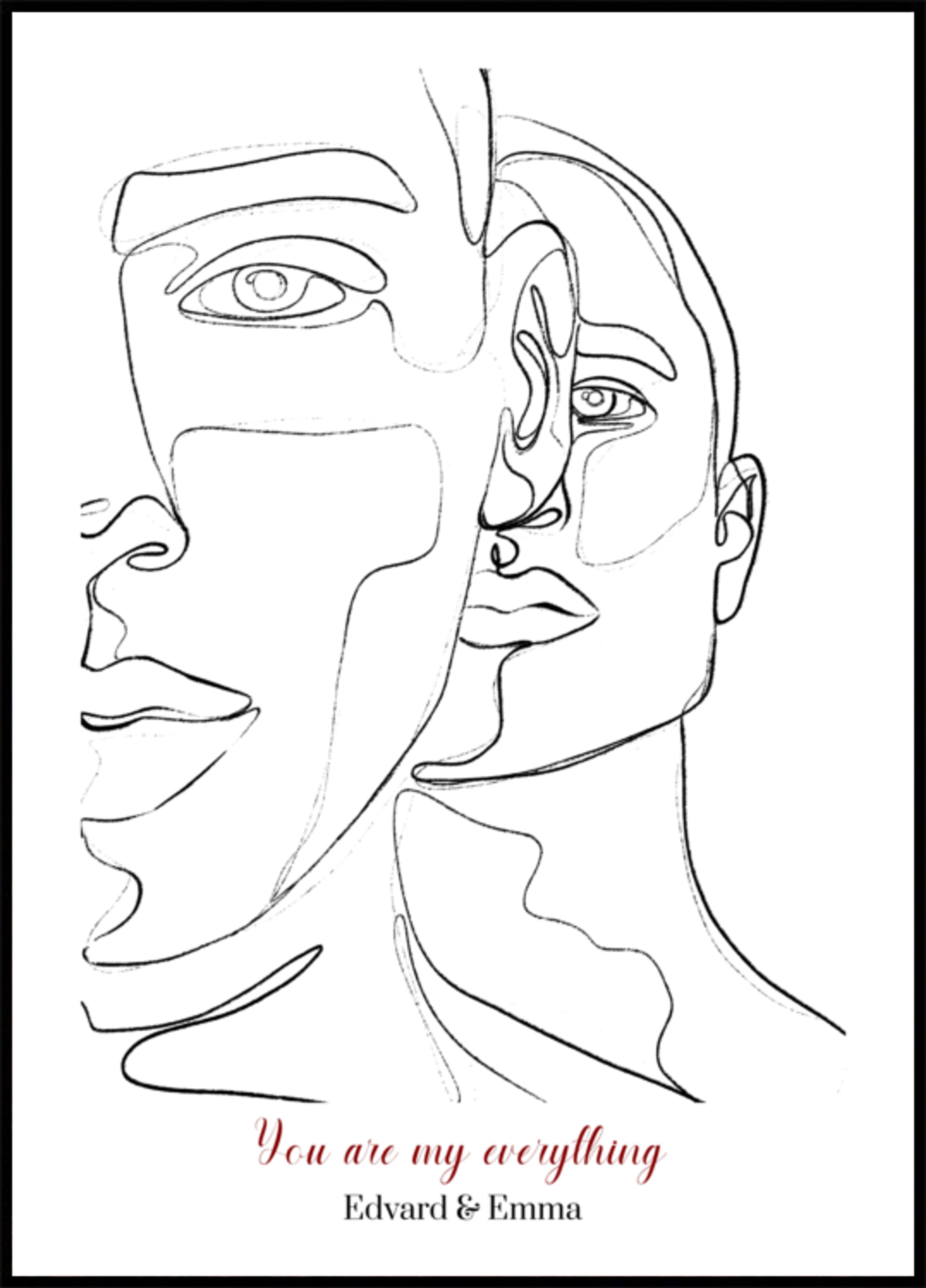 Ritratto di coppia minimalista in linea arte