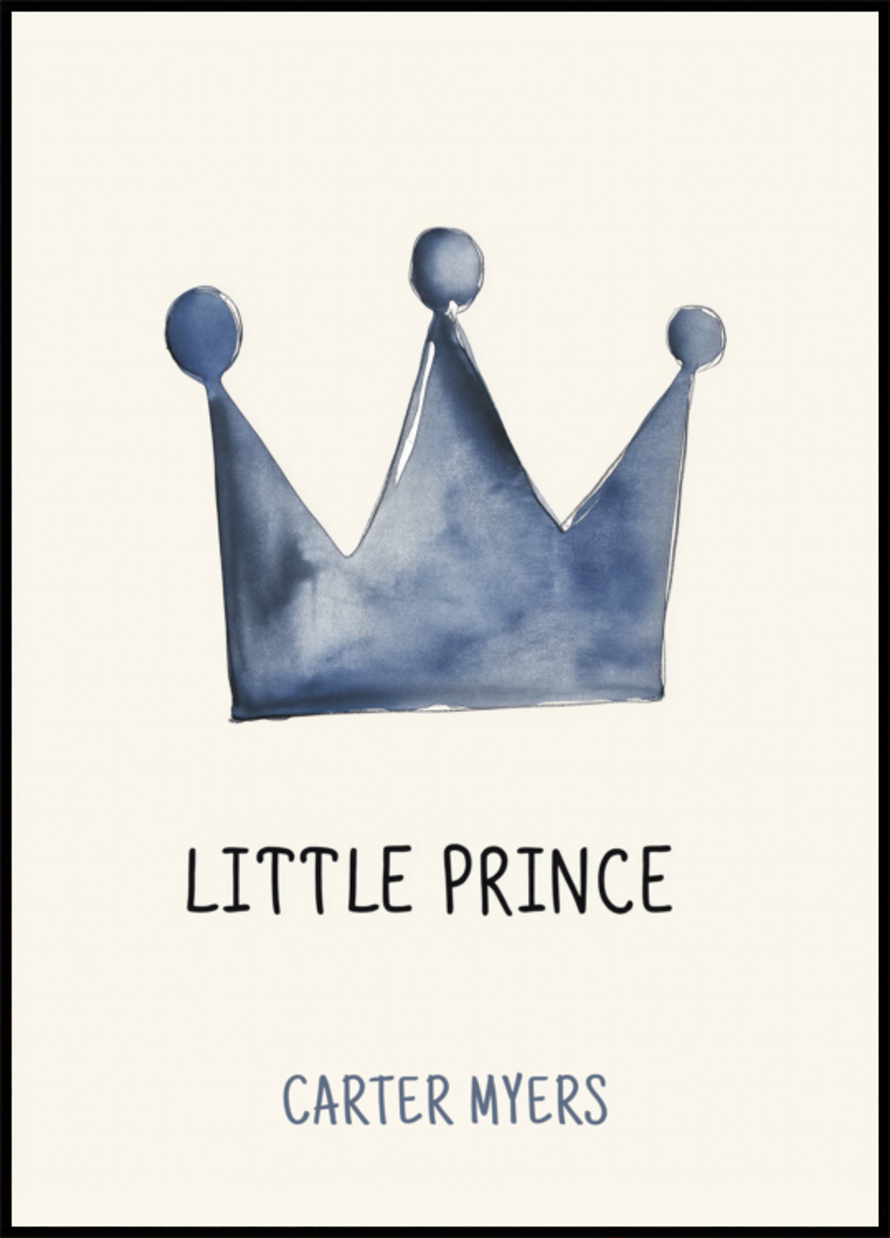 Arte da parete minimalista con corona blu e piccolo principe