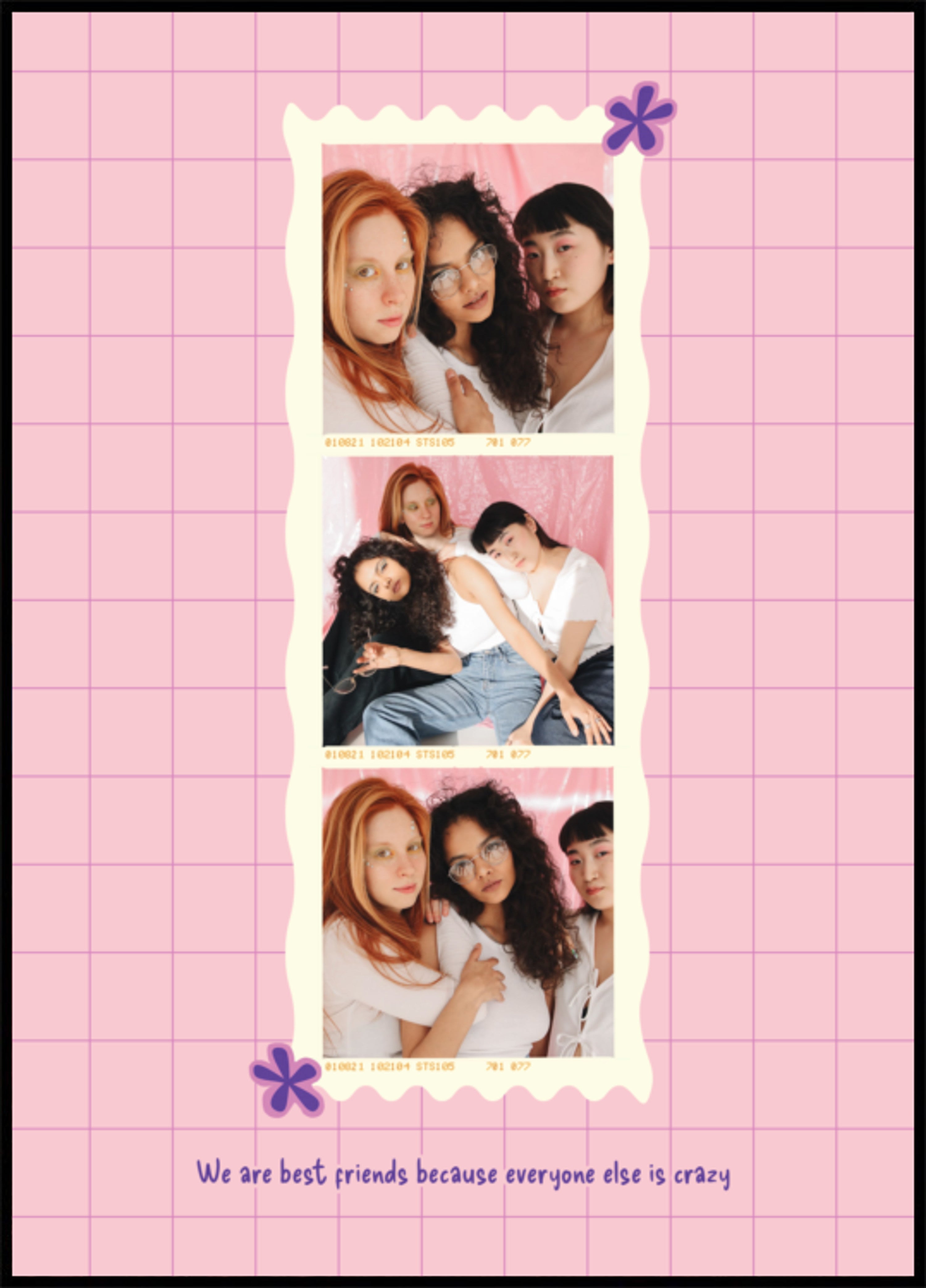Collage rosa degli amici della Polaroid