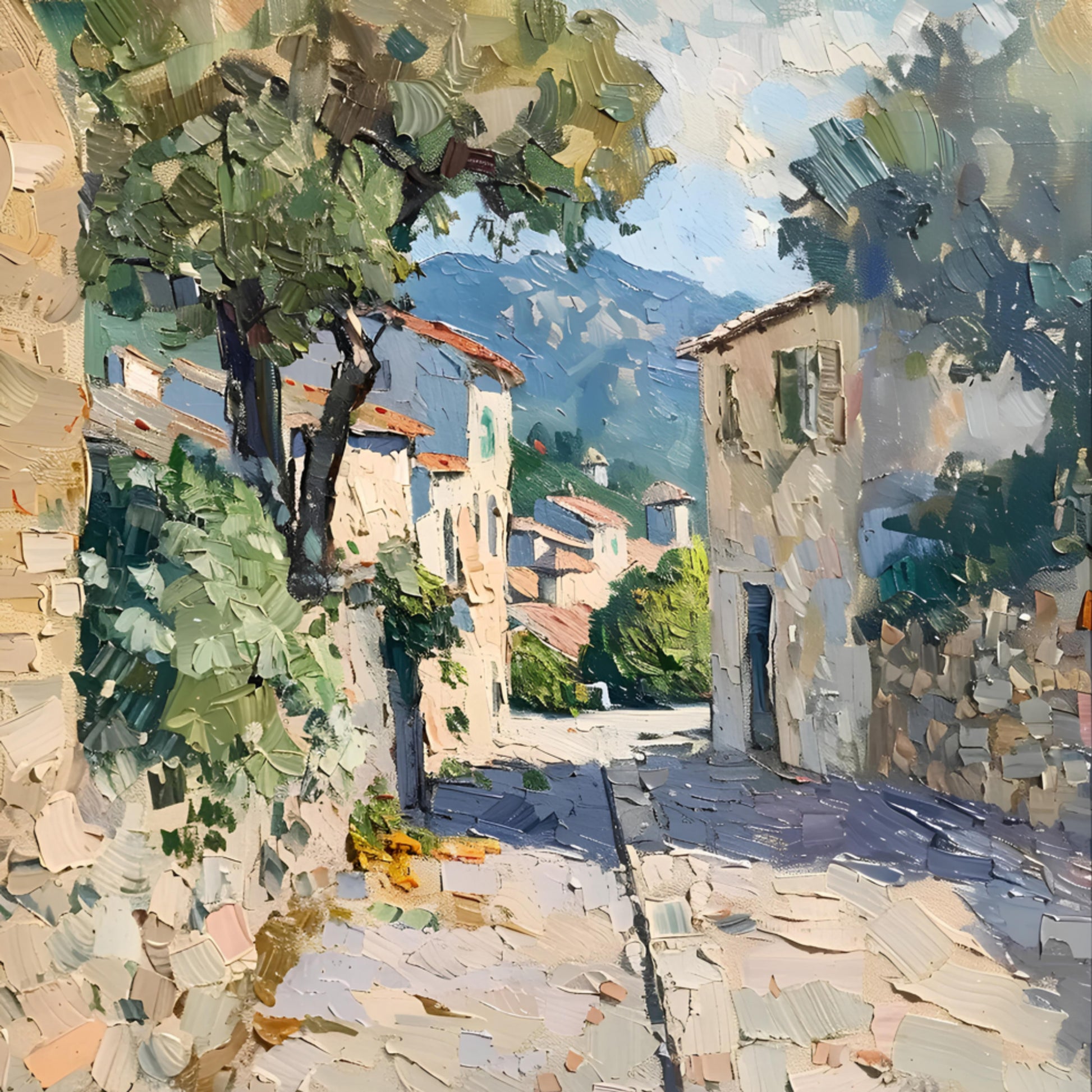 Strada soleggiata del villaggio