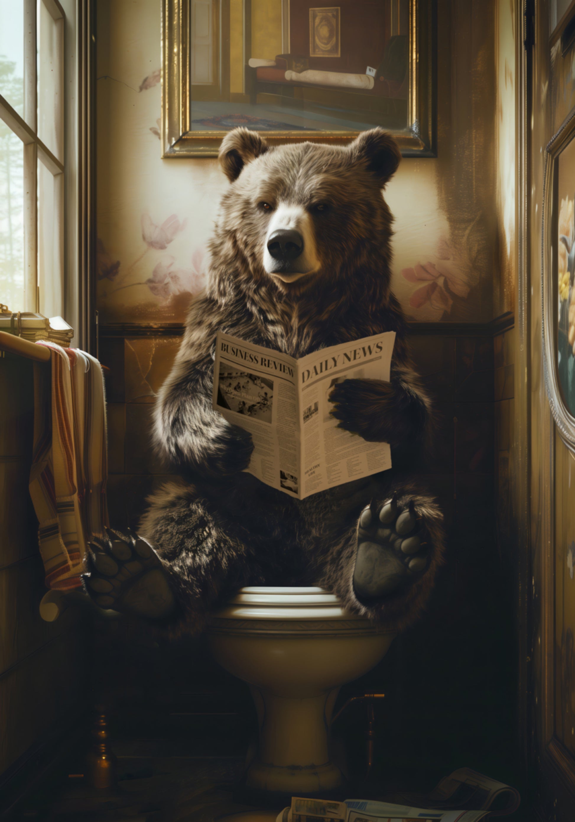 Orso che legge il giornale