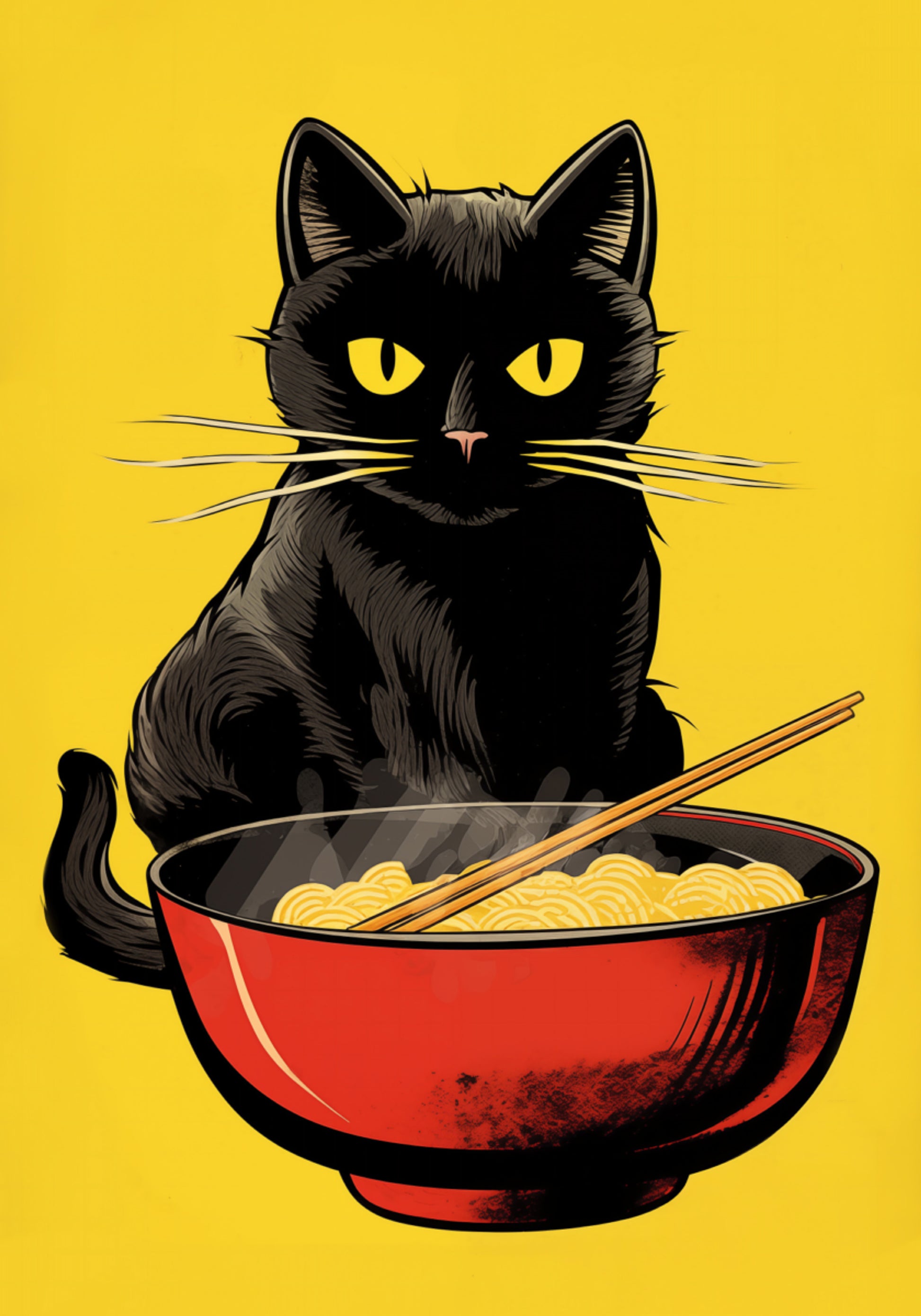 Ciotola di ramen del gatto nero