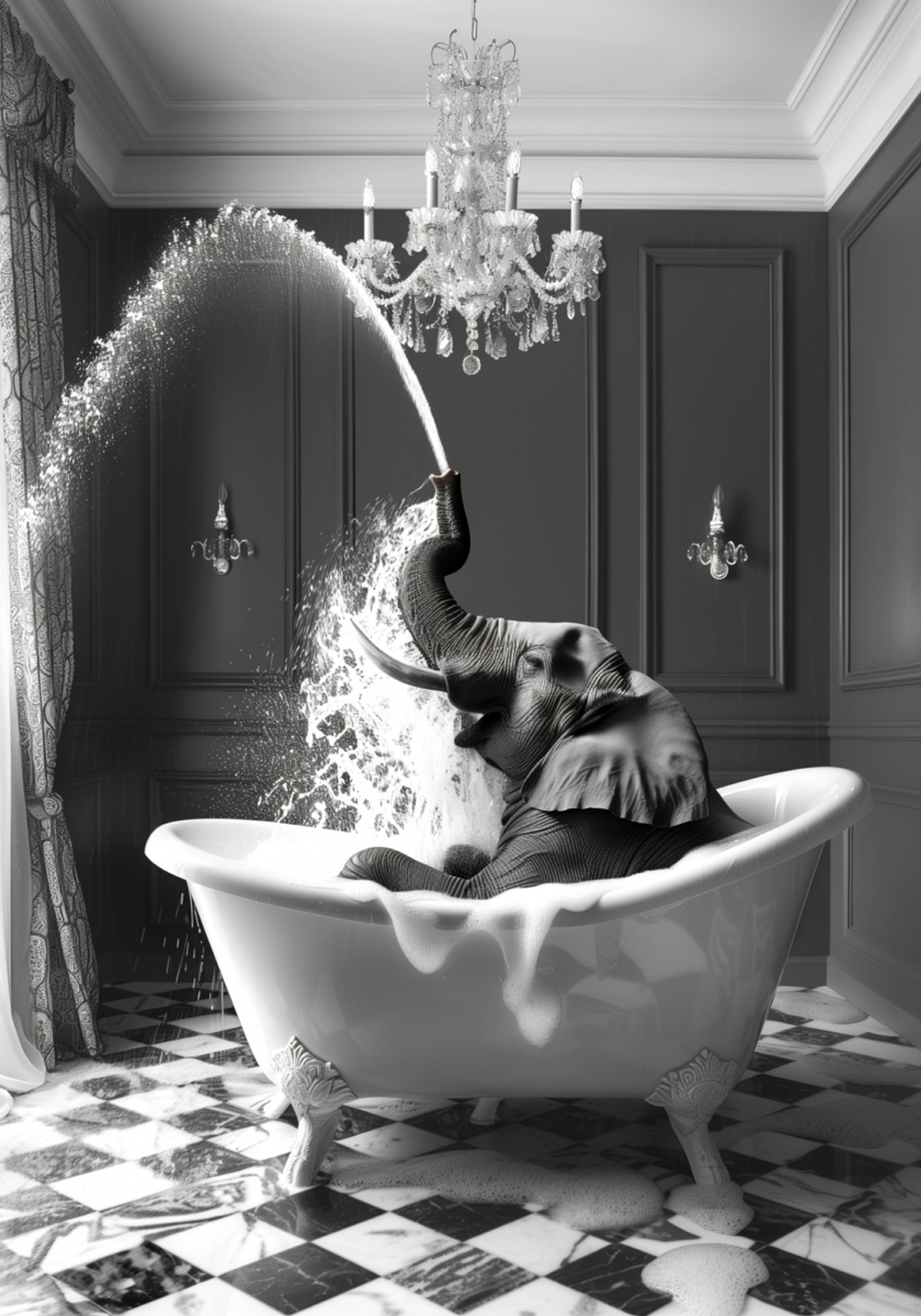 Bagno giocoso dell'elefante