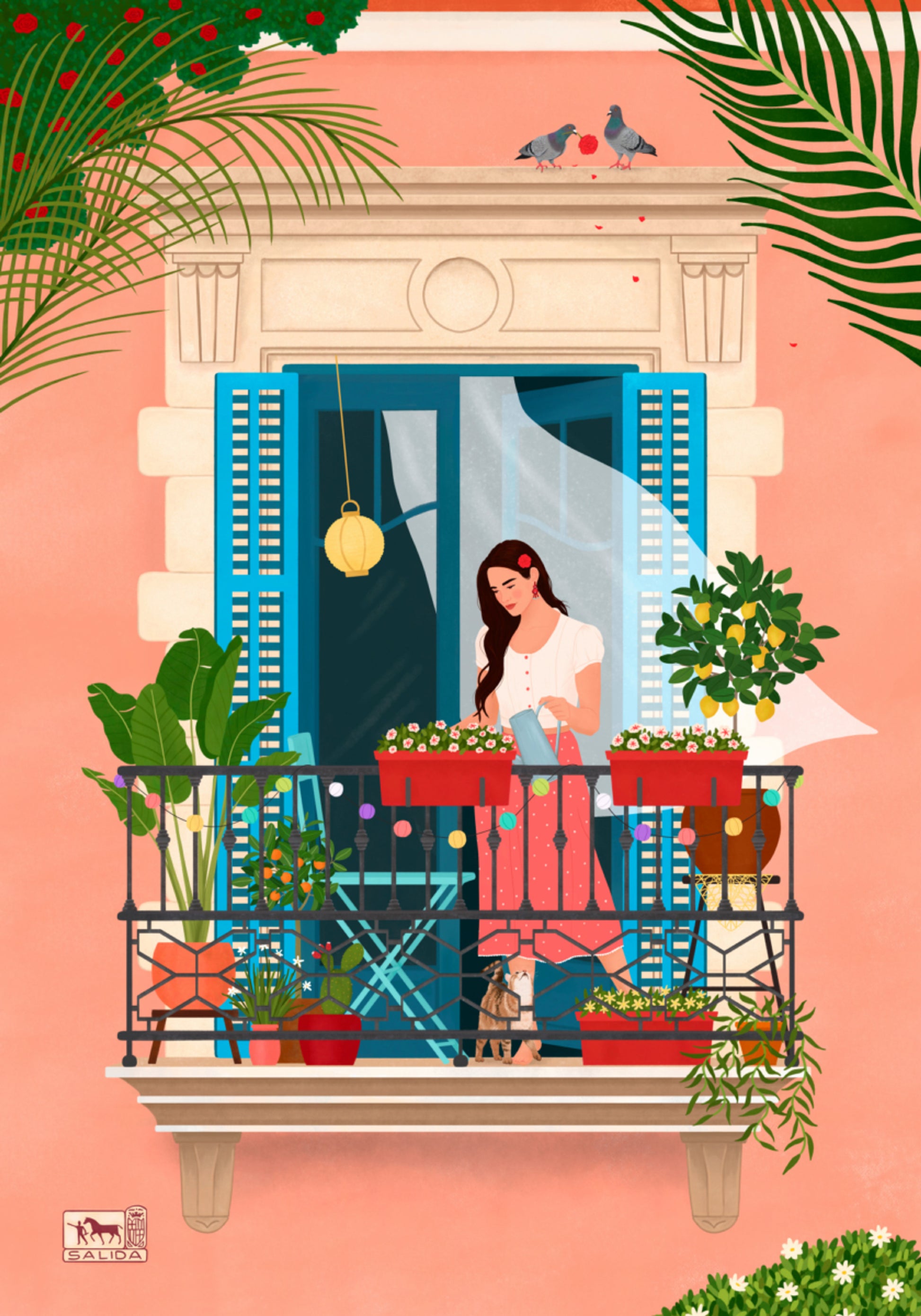 Giardino mediterraneo con balcone