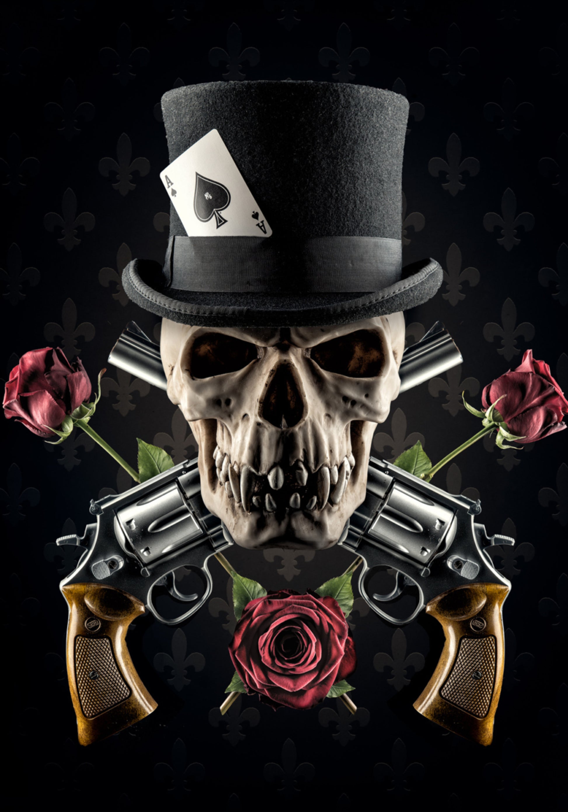 Elegante teschio di pistolero