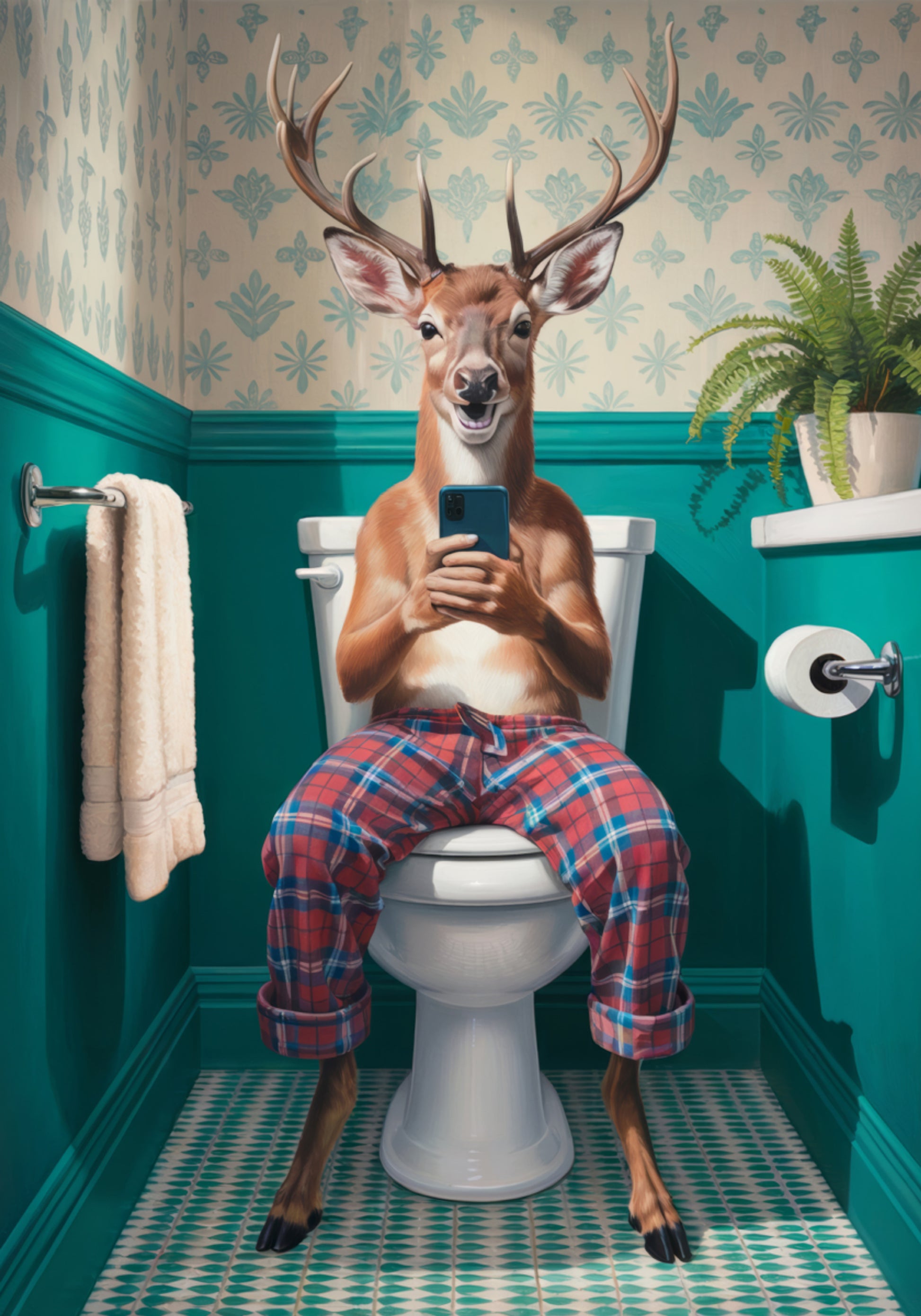 Scena stravagante della toilette dei cervi