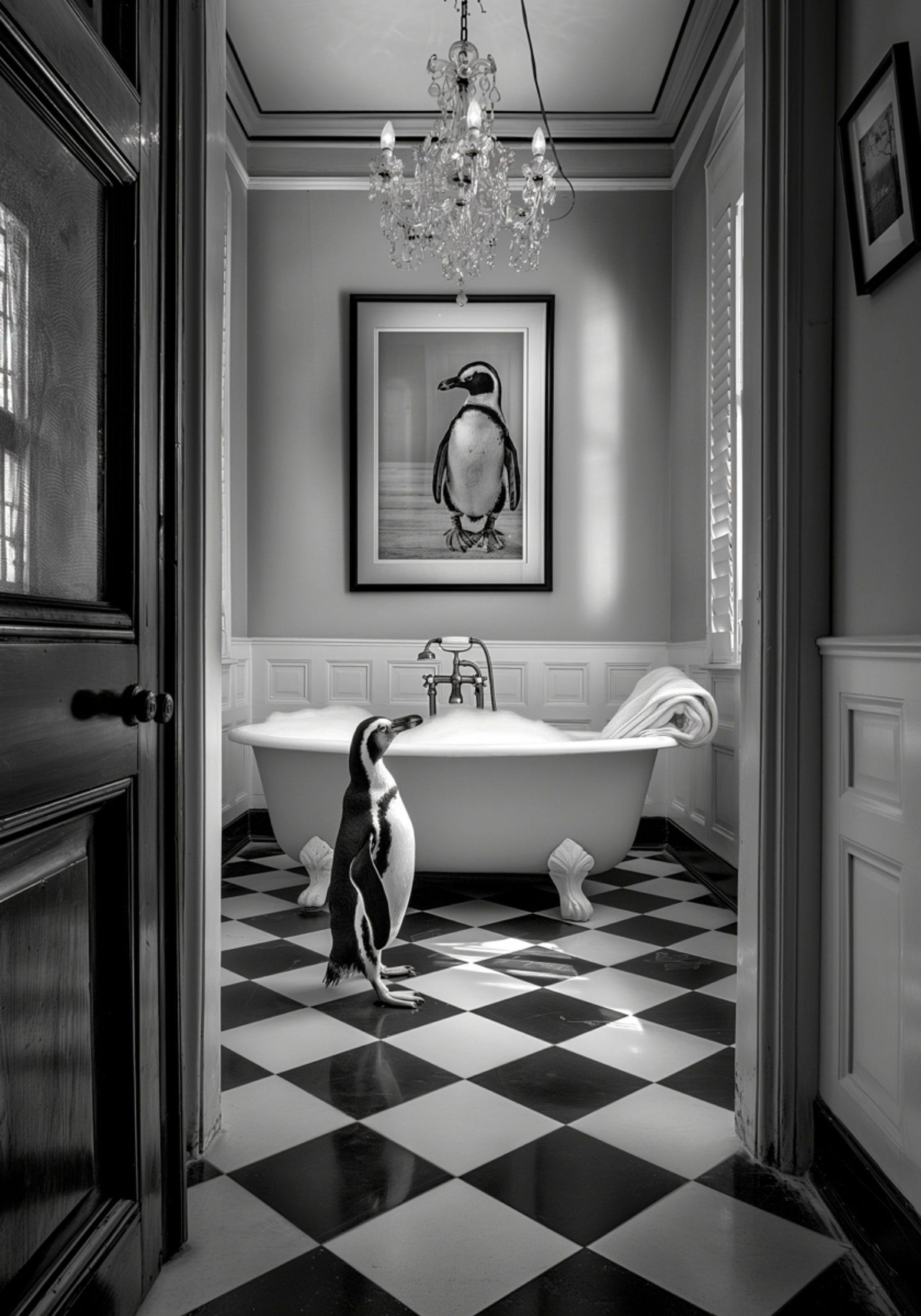 Il bagno curioso del pinguino