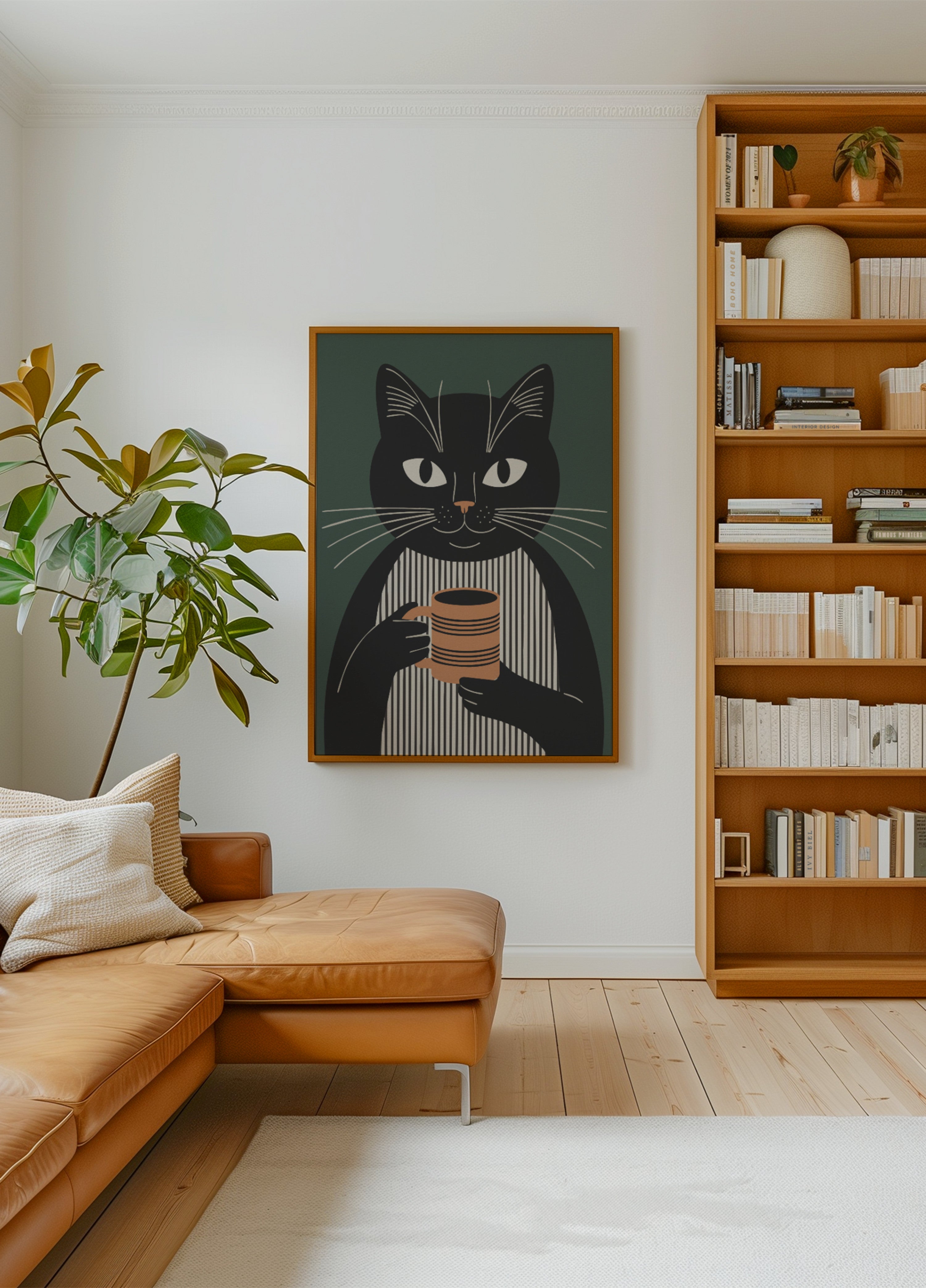 Pausa caffè del gatto nero