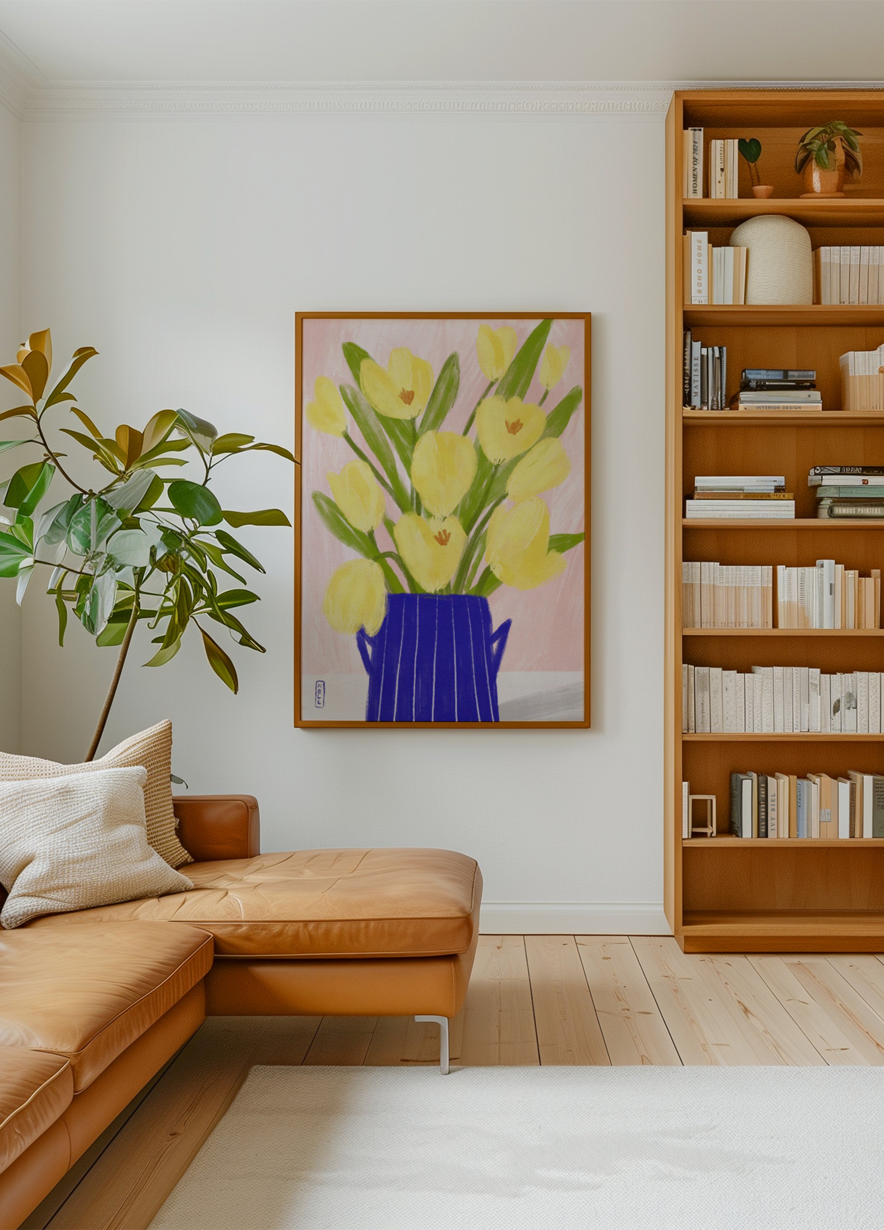 Vaso blu dei tulipani della primavera